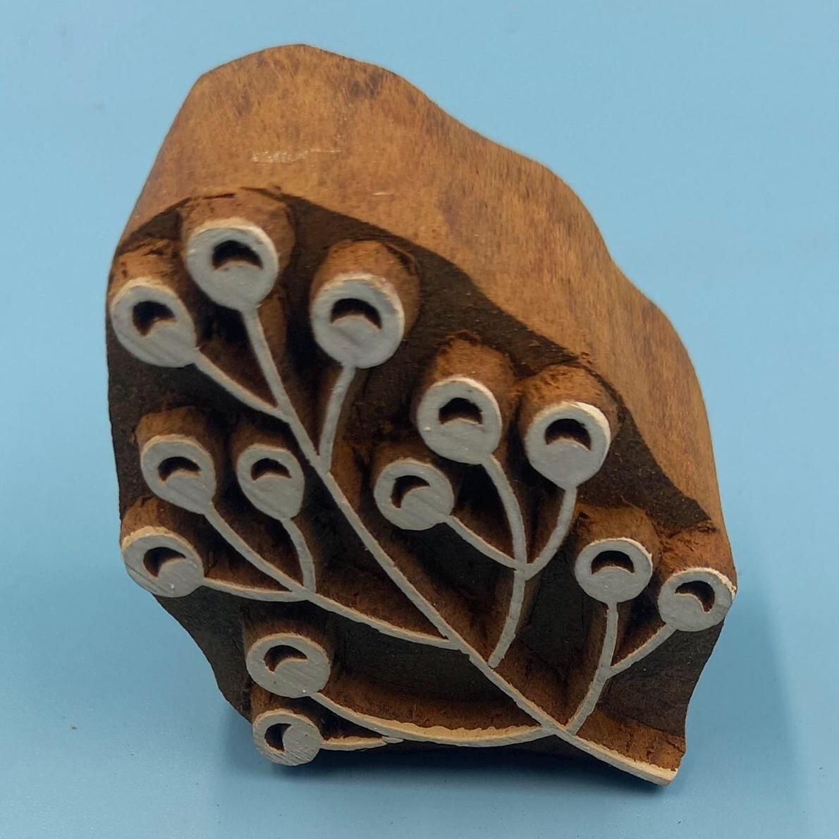 Garden Berries Wooden Printing Block Pottery Stamp, Batik Tjaps, Blaudruck stempel