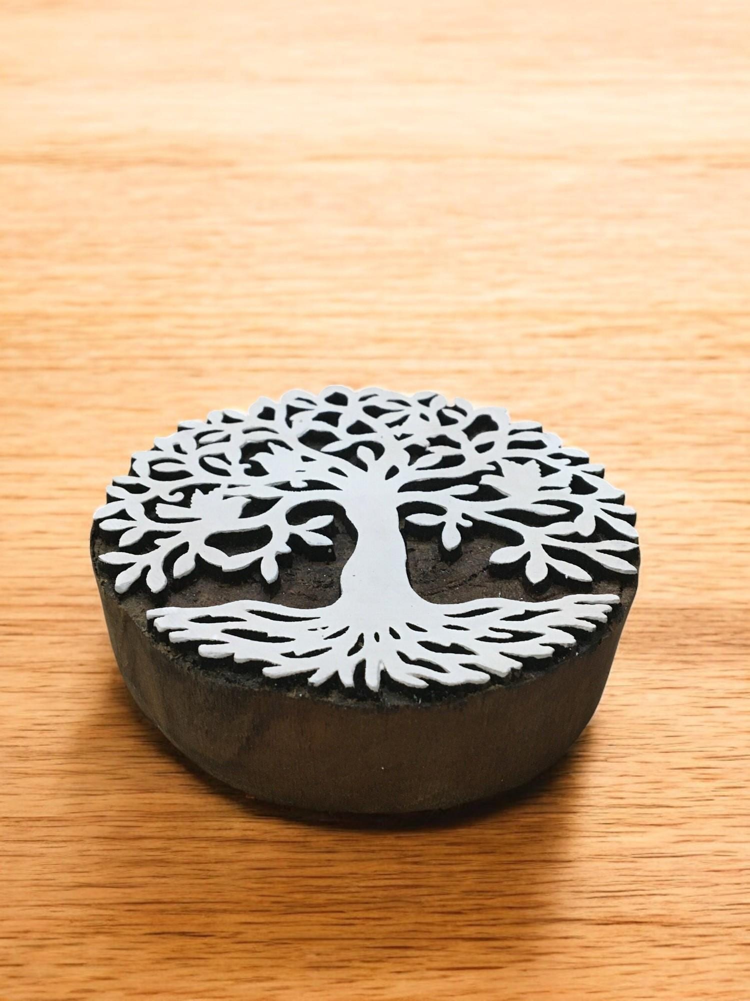Banyan Tree Wood Stamp: Hand Carved Indian Printing Block
