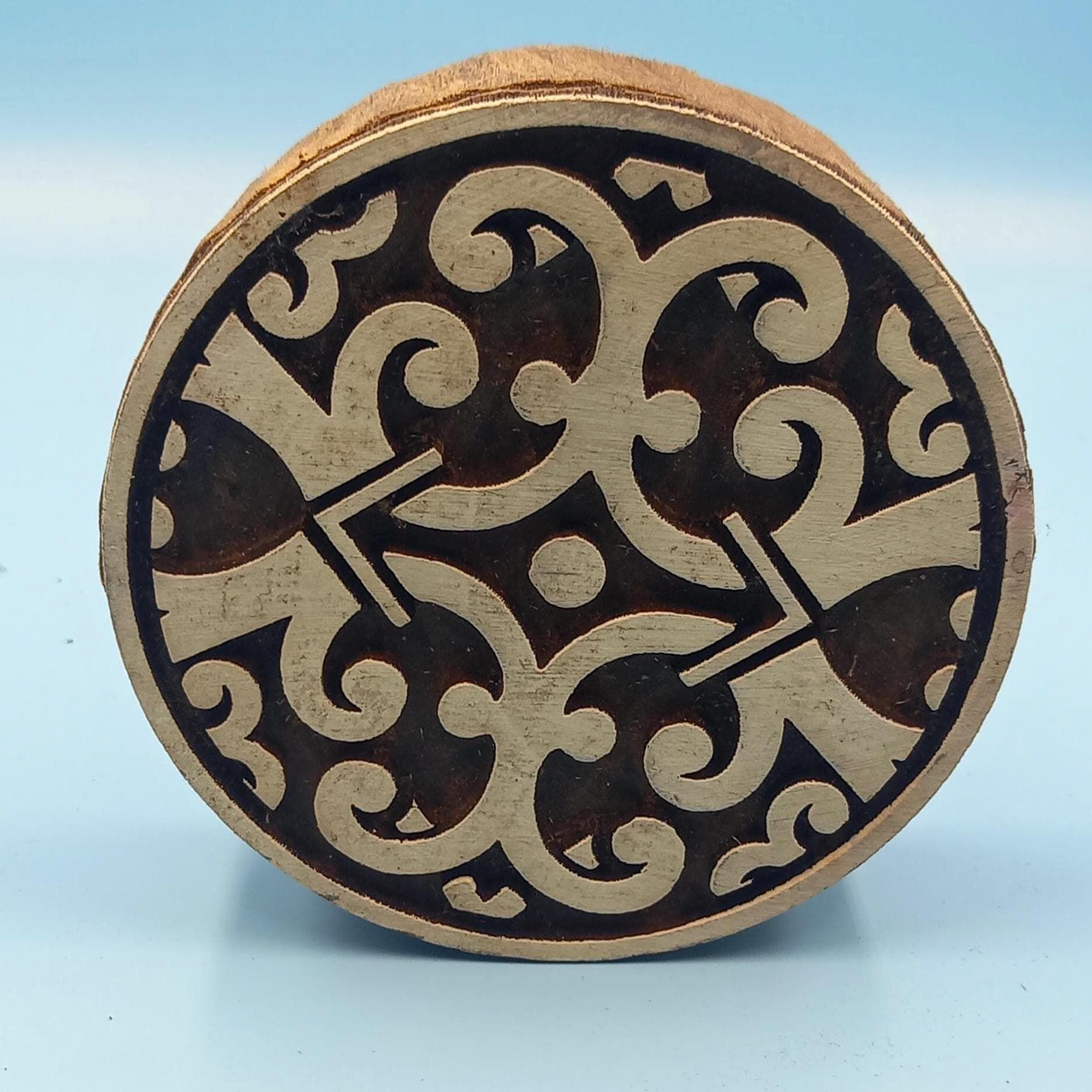 Oriental Mandala 02 Wooden Printing Block Pottery Stamp, Batik Tjaps, Blaudruck stempel
