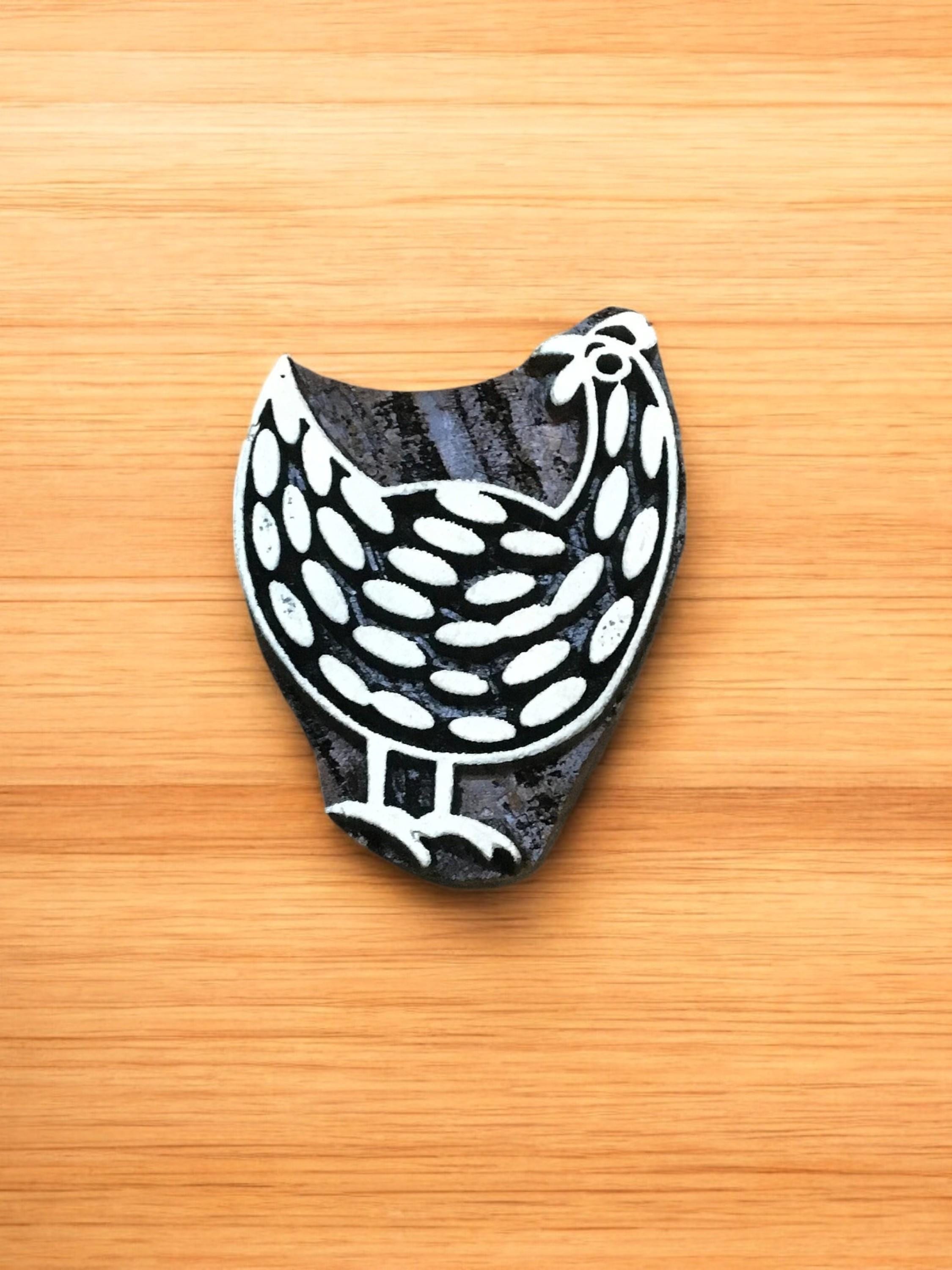 Hand Carved Chicken Printing Blocks, Indian Wood Stamps