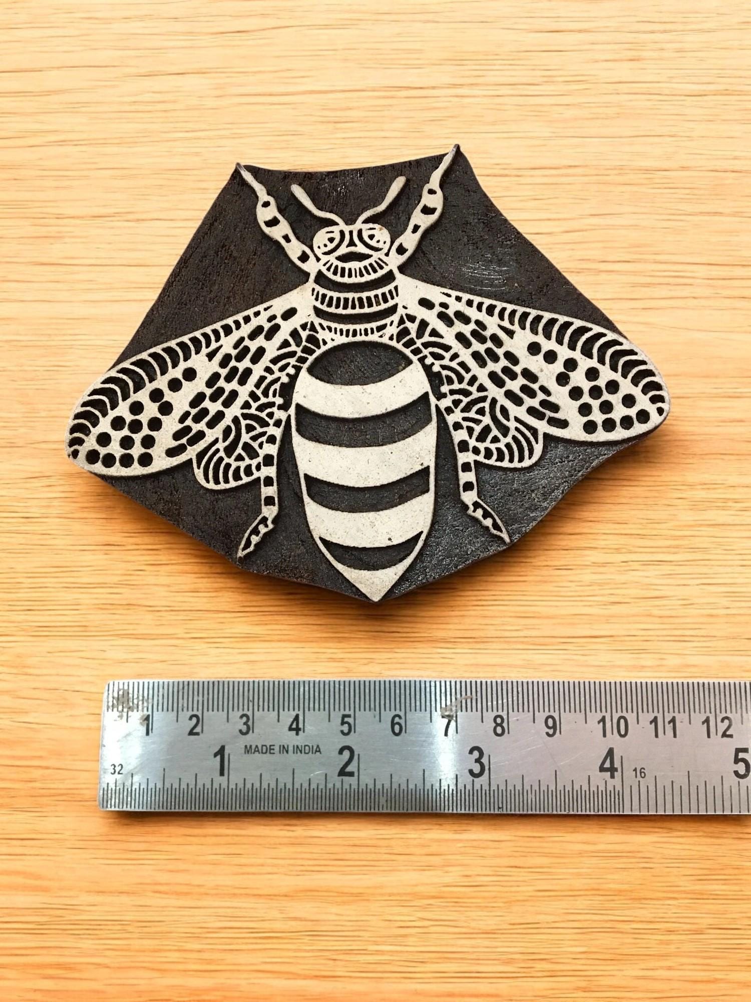 Hand Carved Bee Woodblock Stamp, Indian Textile Pottery Printing