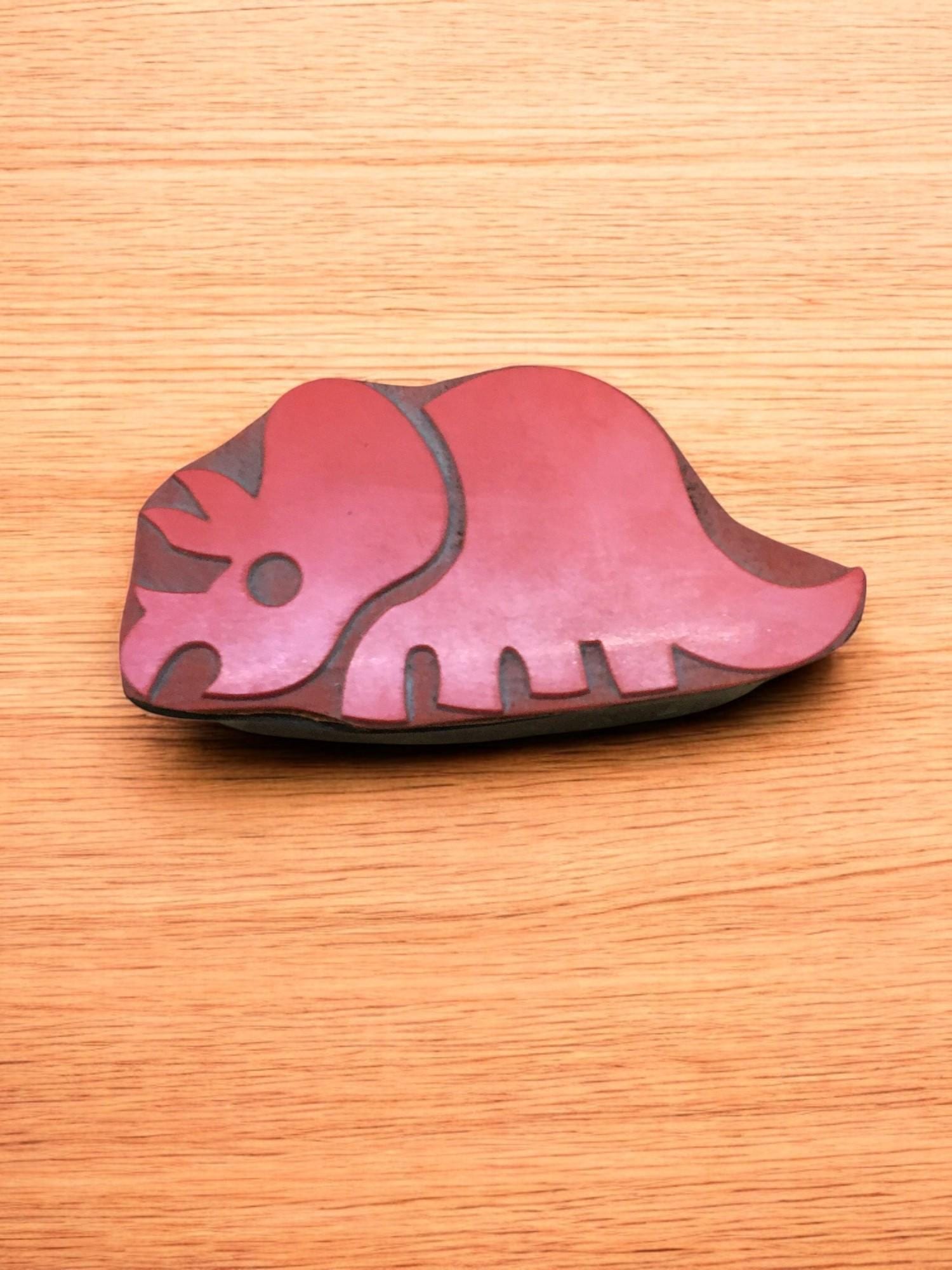 Triceratops Stamp - Hand Carved Indian Wood Printing Block