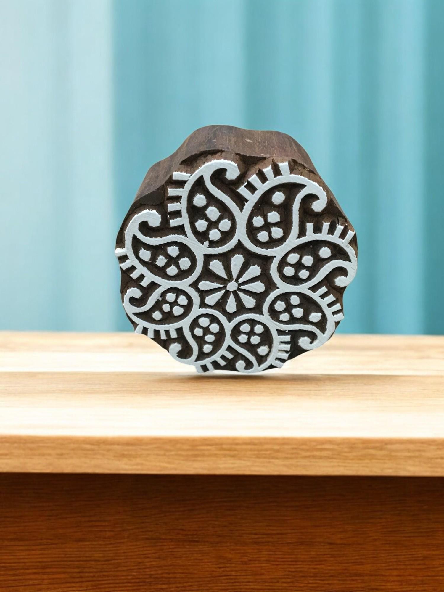 Paisely Mandala , hand carved Indian wood printing block; textile stamp; pottery stamp,