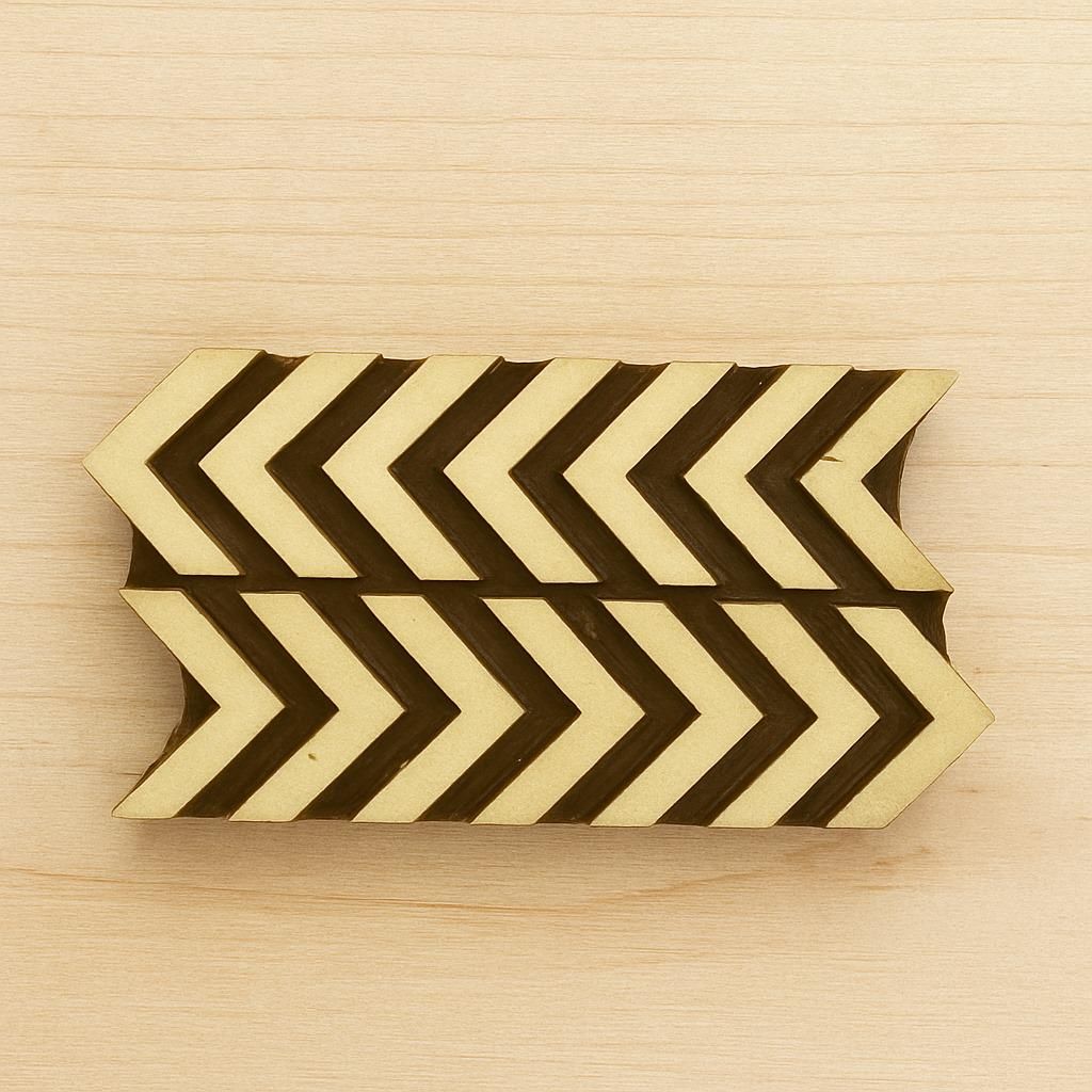 Indian Wooden Printing Block - Large Double Chevron