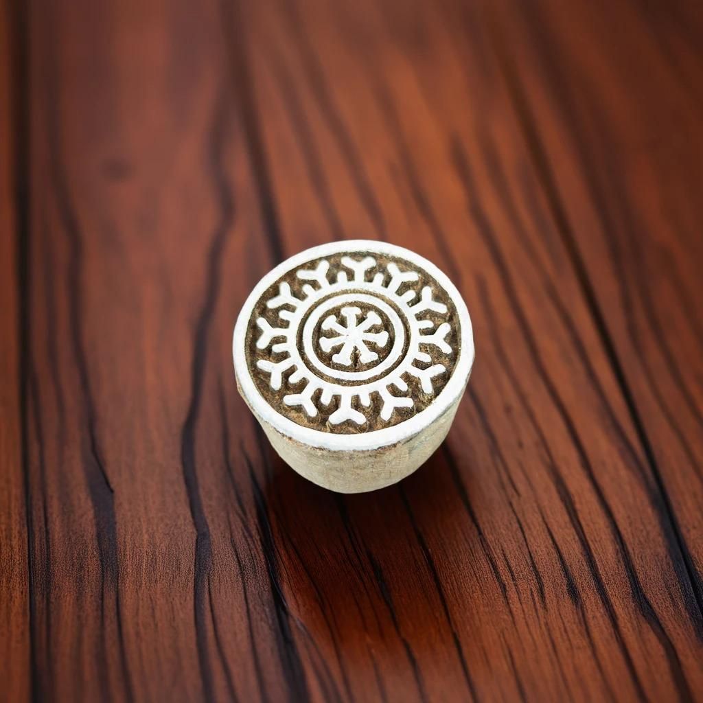 Circular Snowflake Wooden Printing Block | Fabric Printing and Batik Tools