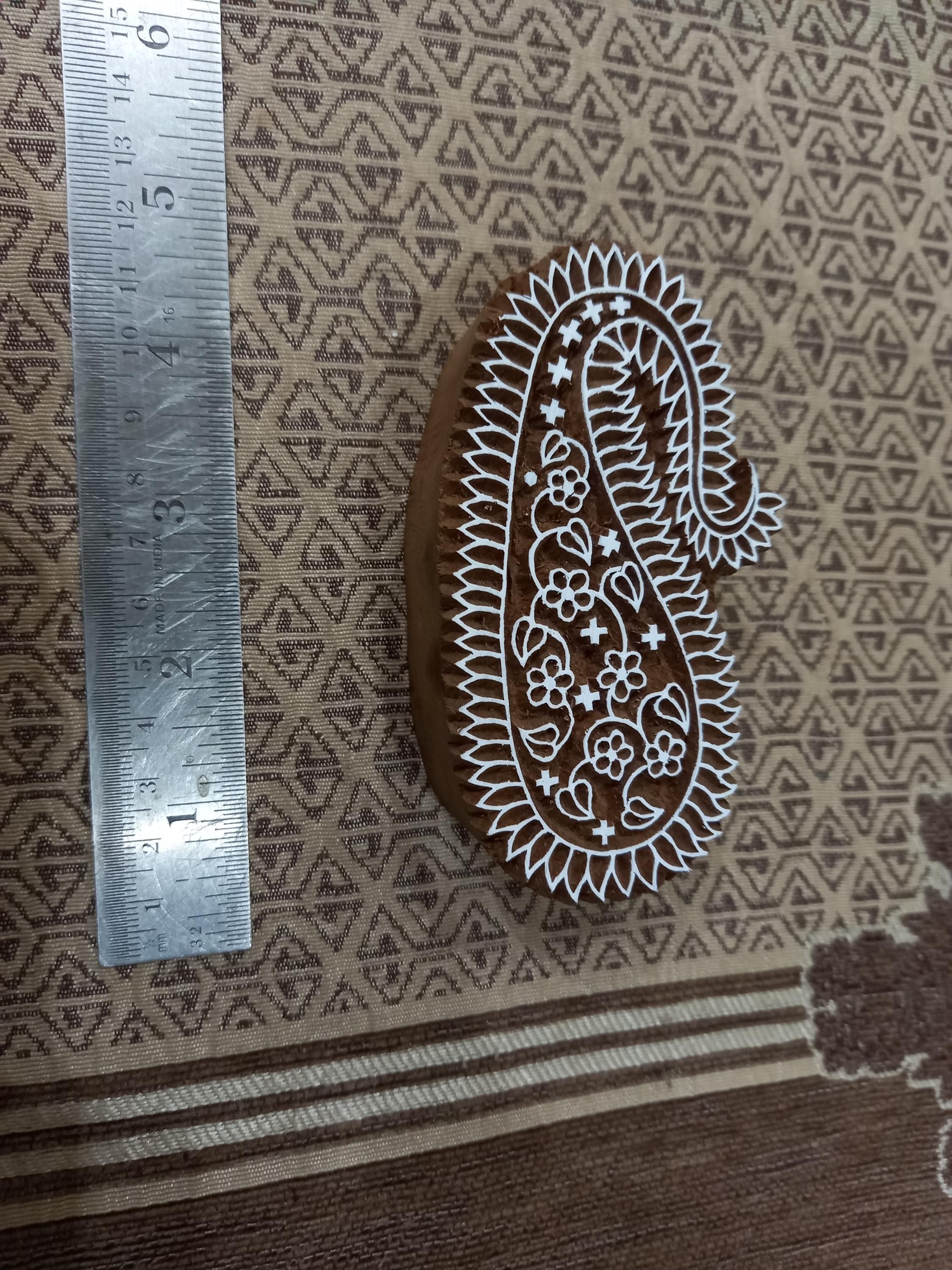 Paisley Floral Wooden Printing Block, Batik Tjaps, Blaudruck Stempel