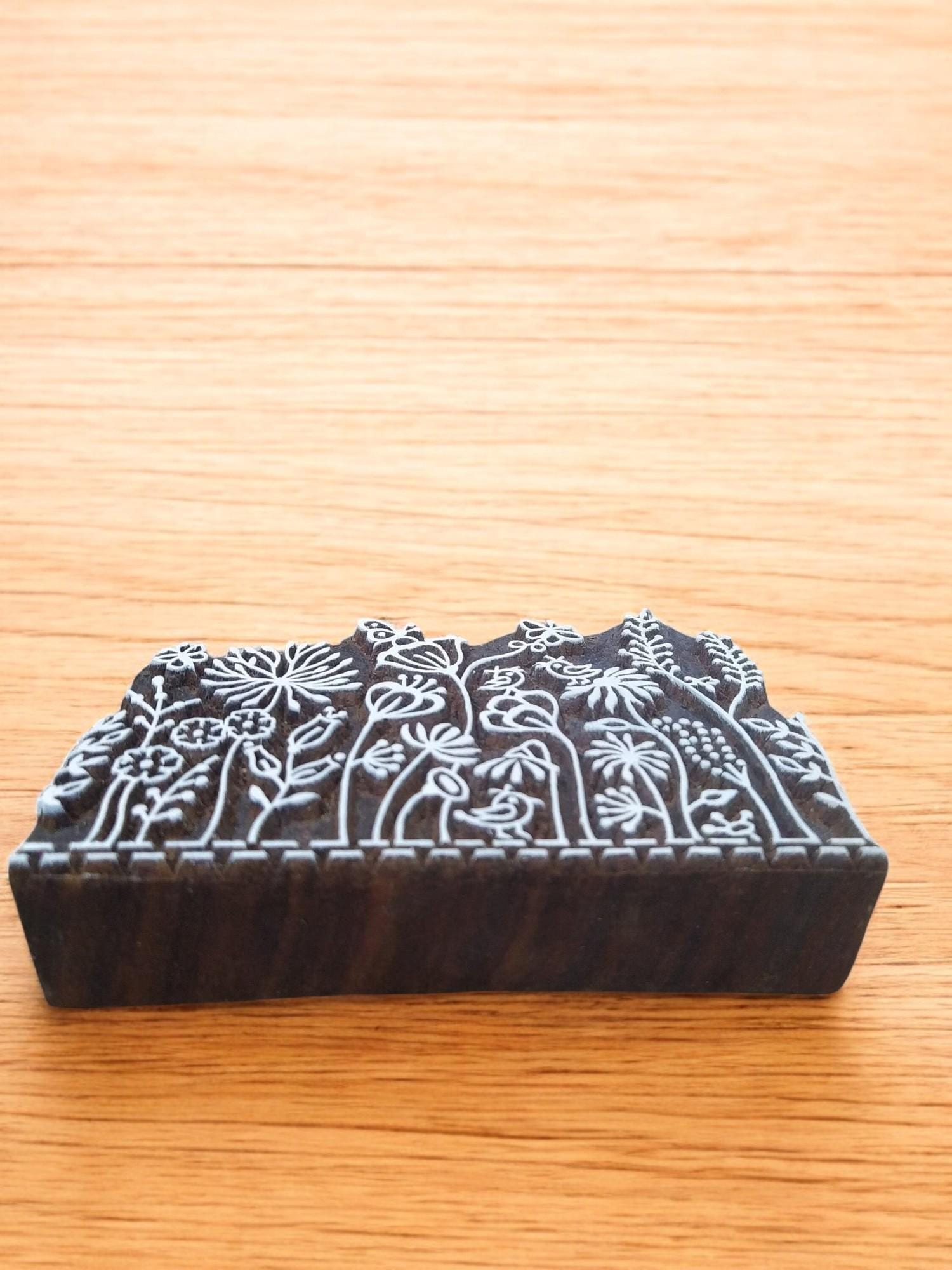 Maedow 05, hand carved Indian wood printing block; textile stamp; pottery stamp,