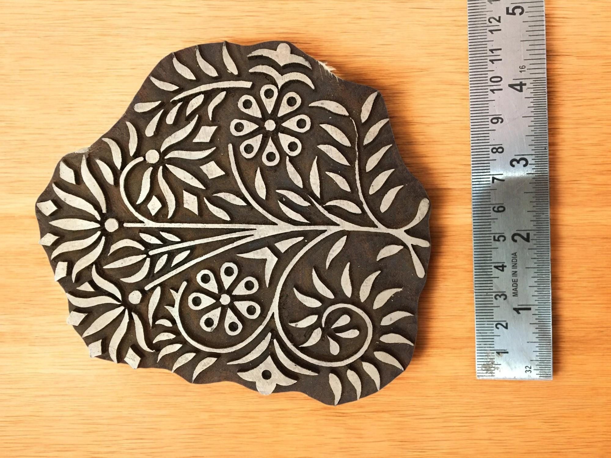 Floral Mandala Wood Stamp, Indian Textile Print Block