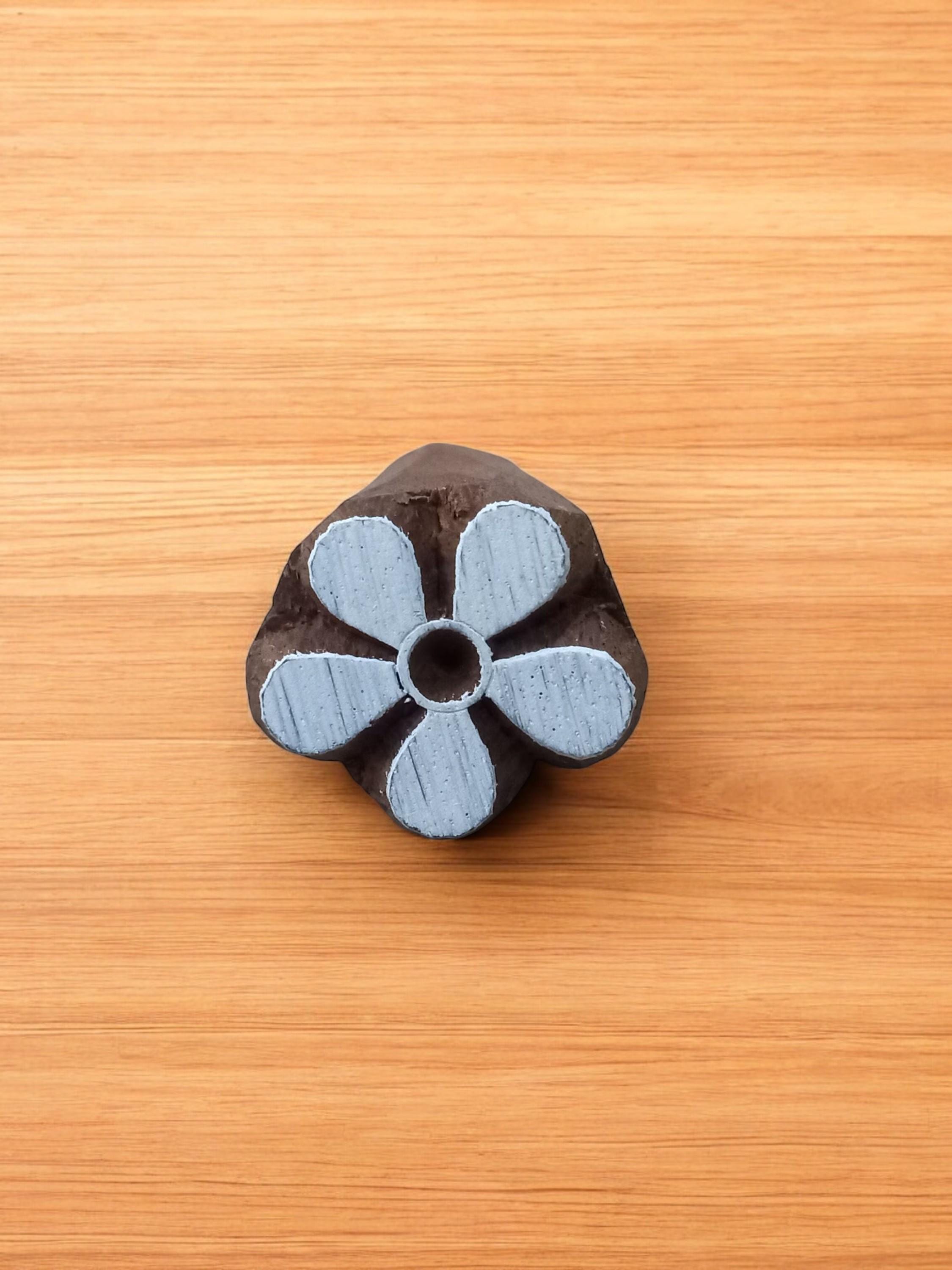 Mini 5 Petal Flower Stamp, Indian Wood Block Print, 2cm