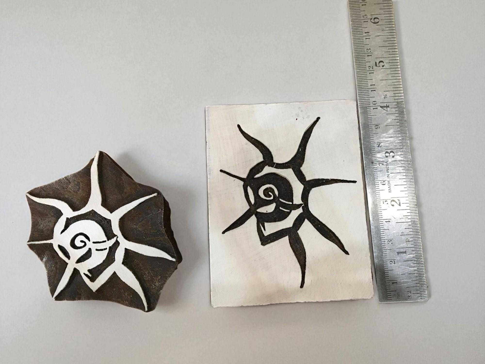 Shell positive & Negetive  hand carved Indian wood printing block; textile stamp; pottery stamp,