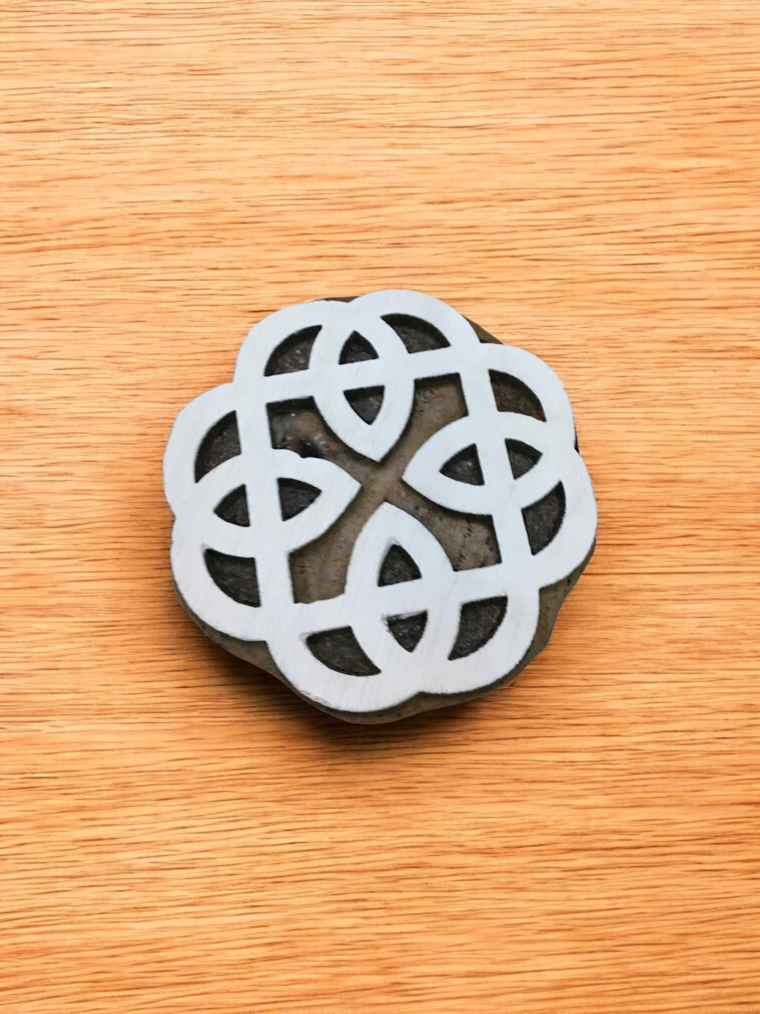 celtic knot, hand carved Indian wood printing block; textile stamp; pottery stamp,
