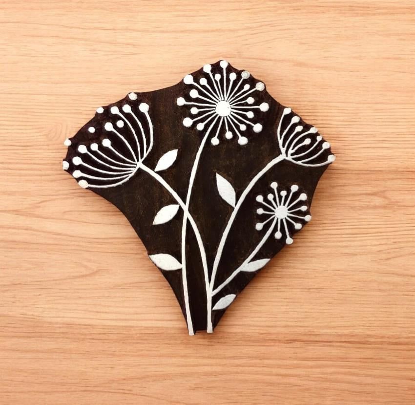 Indian Wooden Printing Block - Seedhead Bunch