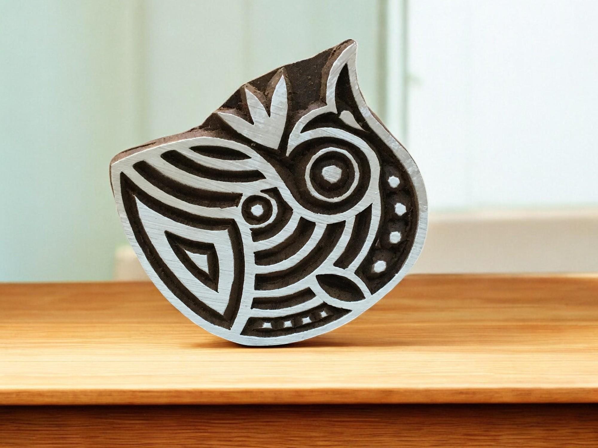 Stylish Whale, hand carved Indian wood printing block; textile stamp; pottery stamp,