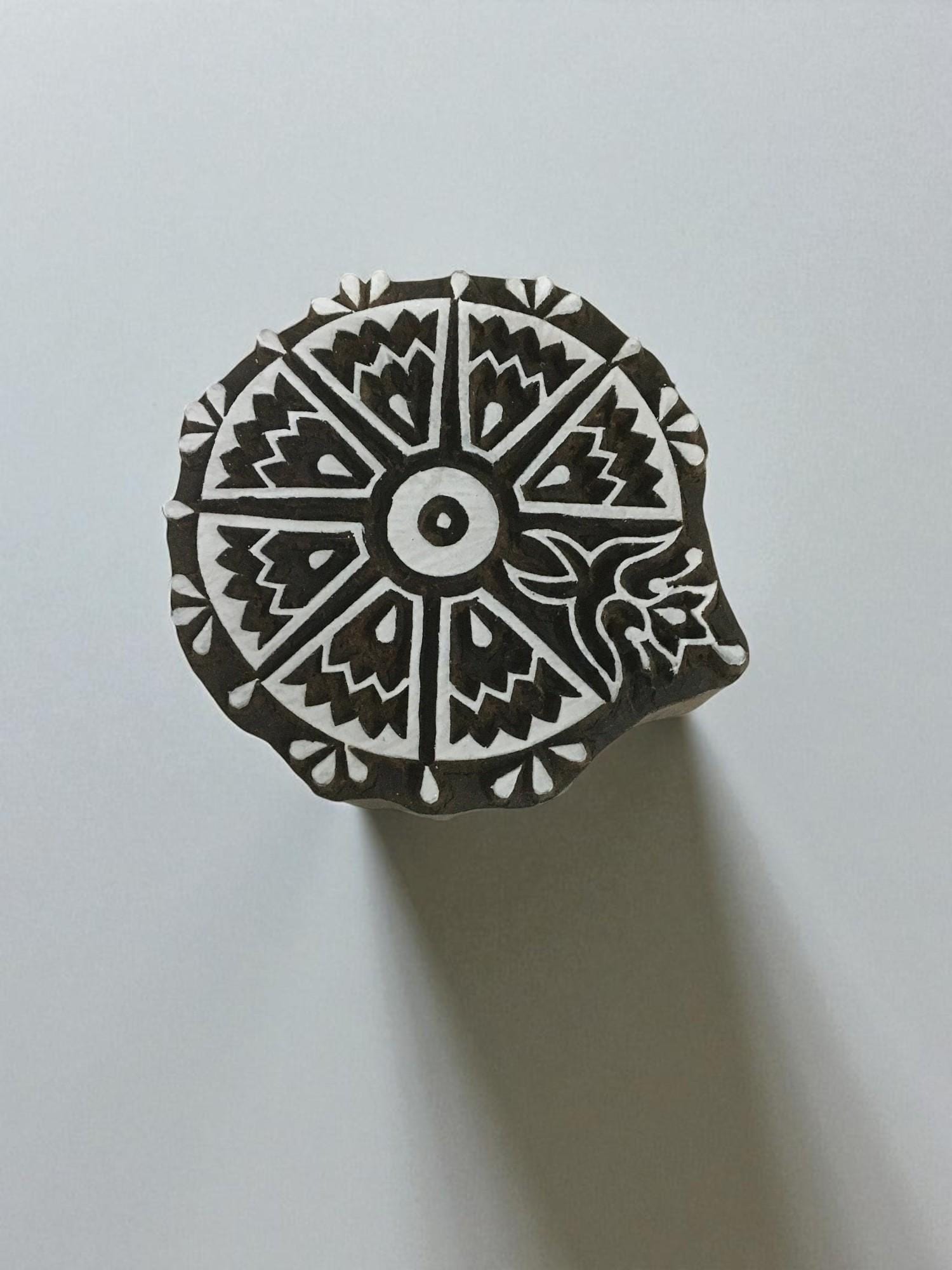 Floral Mandala Wood Stamp, Pottery & Textile Printing (7.5cm)