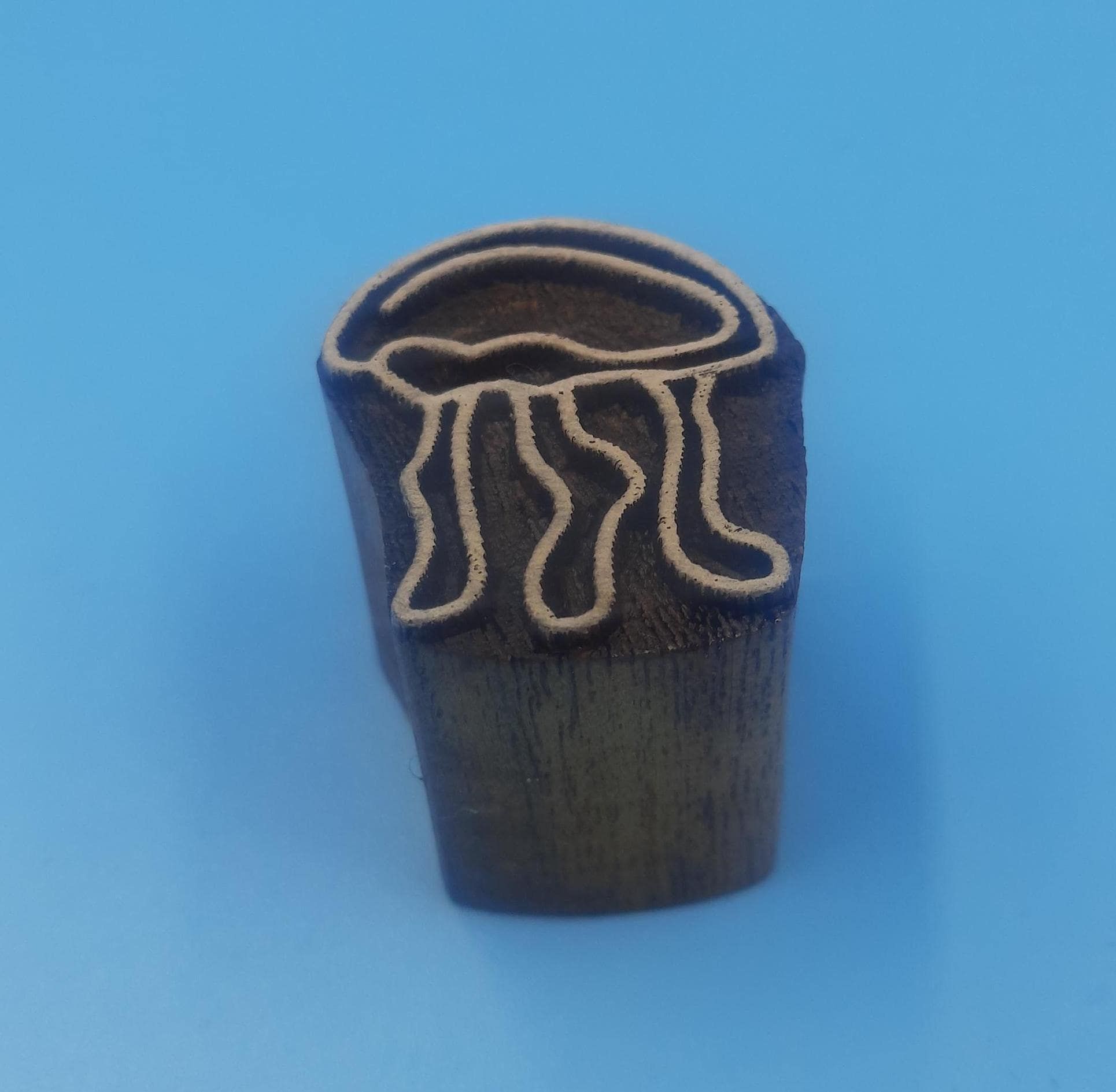 Jelly Fish Wooden Printing Block Pottery Stamp, Batik Tjaps, Blaudruck stempel