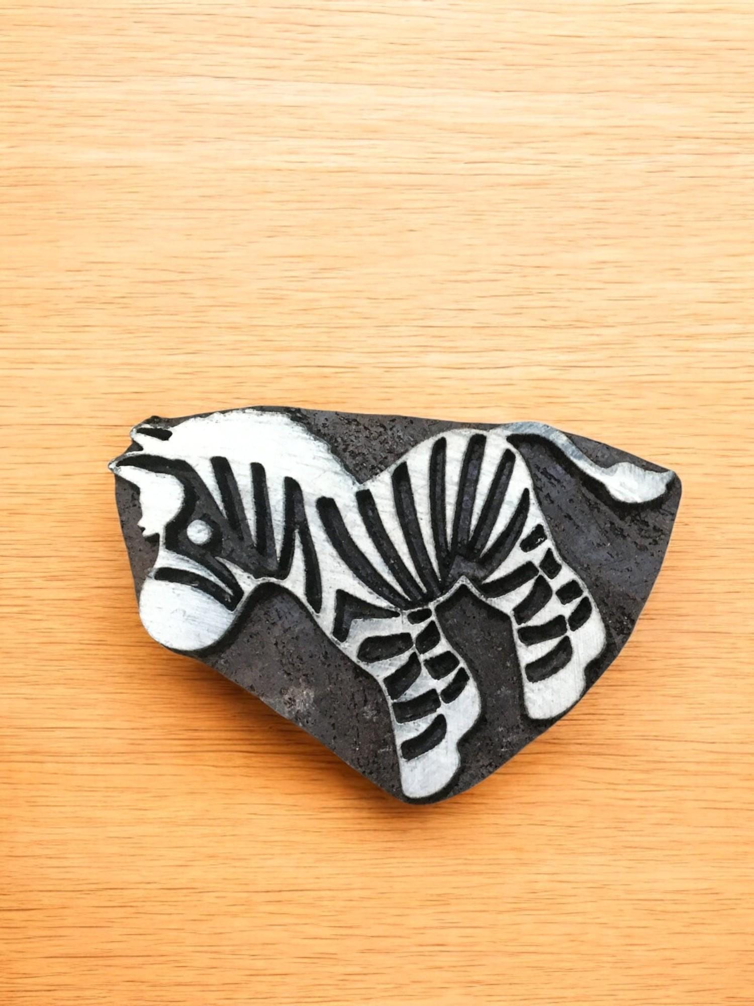 Hand Carved Indian Wood Printing Block, Baby Zebra Stamp