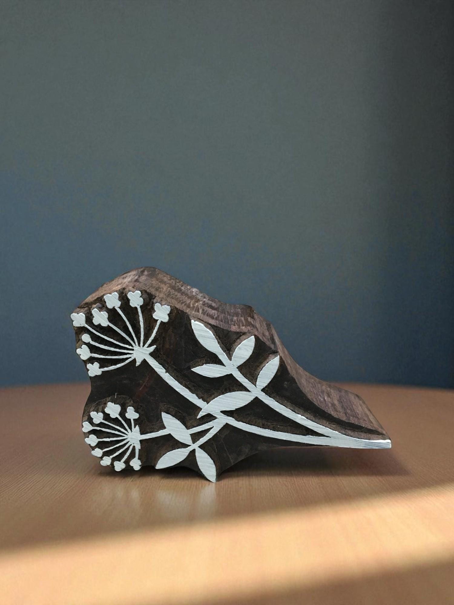 Botanical Seedhead,  hand carved Indian wood printing block; textile stamp; pottery stamp,