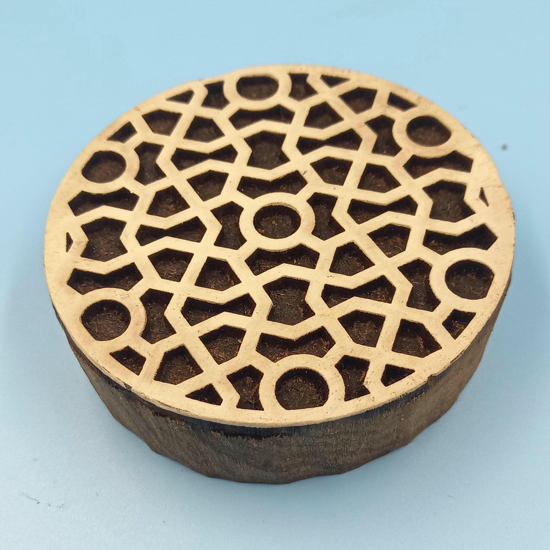 Geometric Mandala Wooden Printing Block Pottery Stamp, Batik Tjaps, Blaudruck stempel