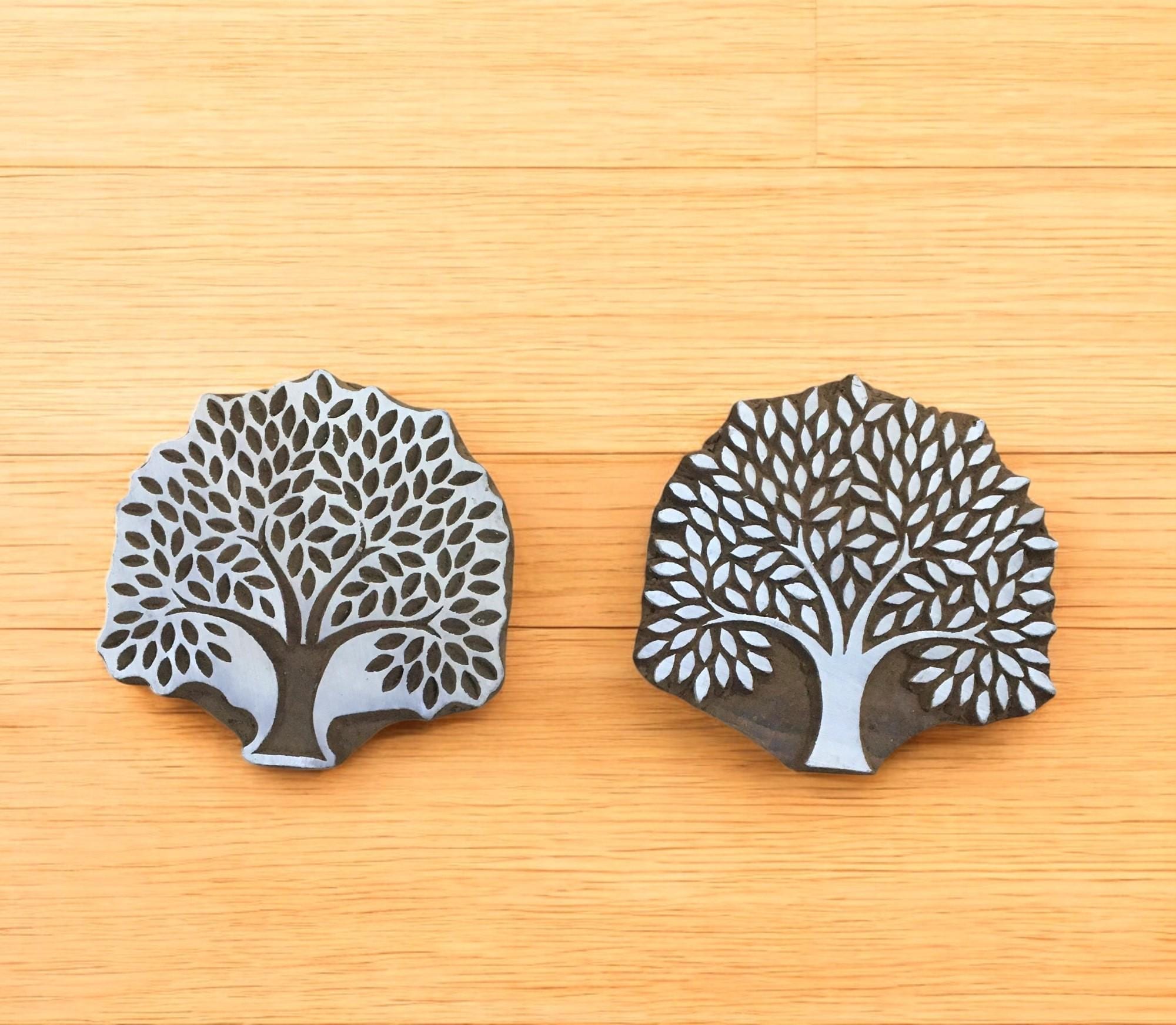 Hand Carved Indian Wood Printing Block – Spring Tree Design