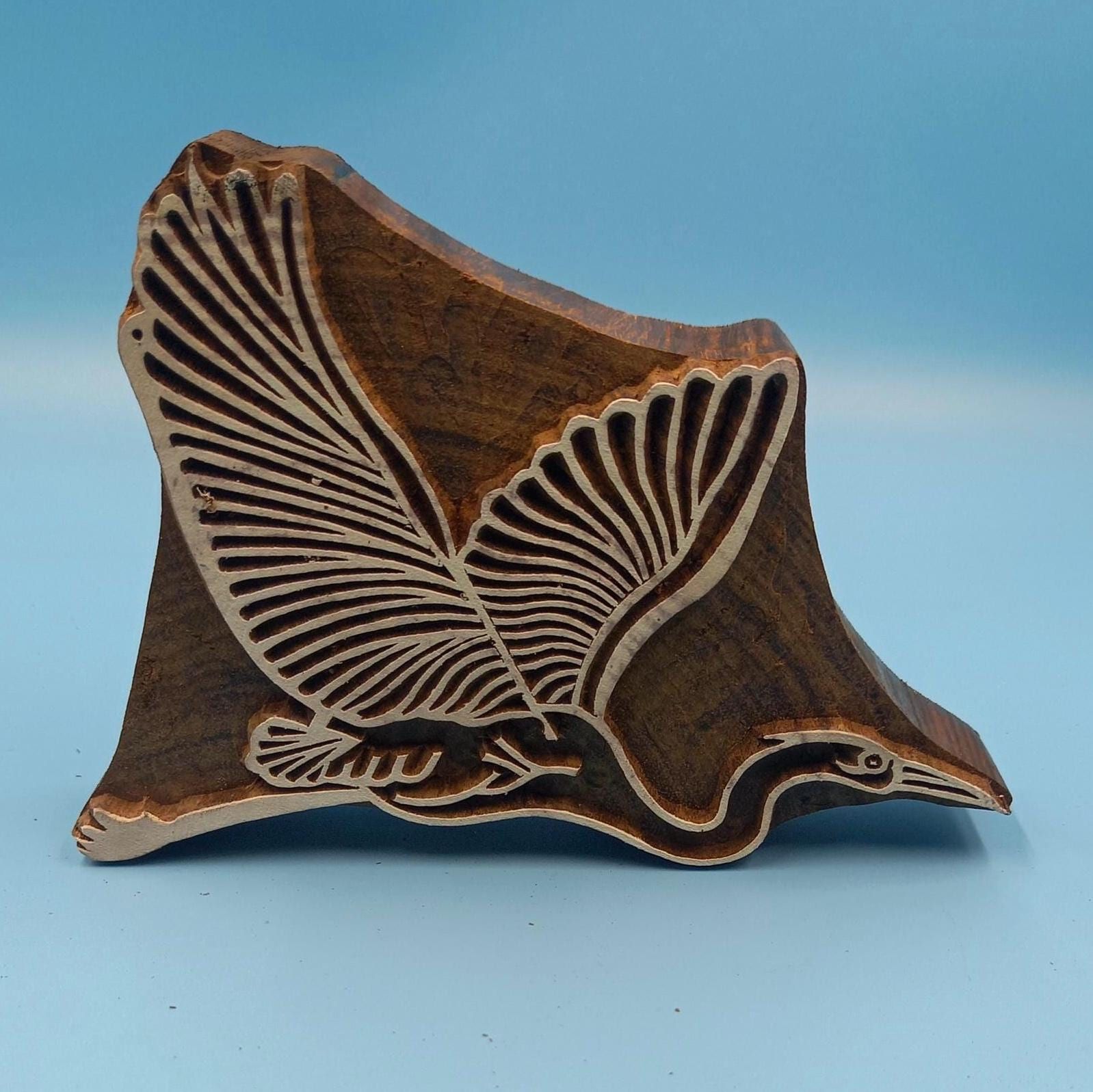 Flying Swan Wooden Printing Block Pottery Stamp, Batik Tjaps, Blaudruck stempel