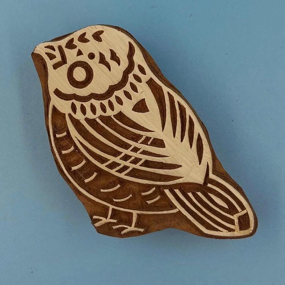 Canary Bird Wooden Printing Block Pottery Stamp, Batik Tjaps, Blaudruck stempel, floral carved stamps