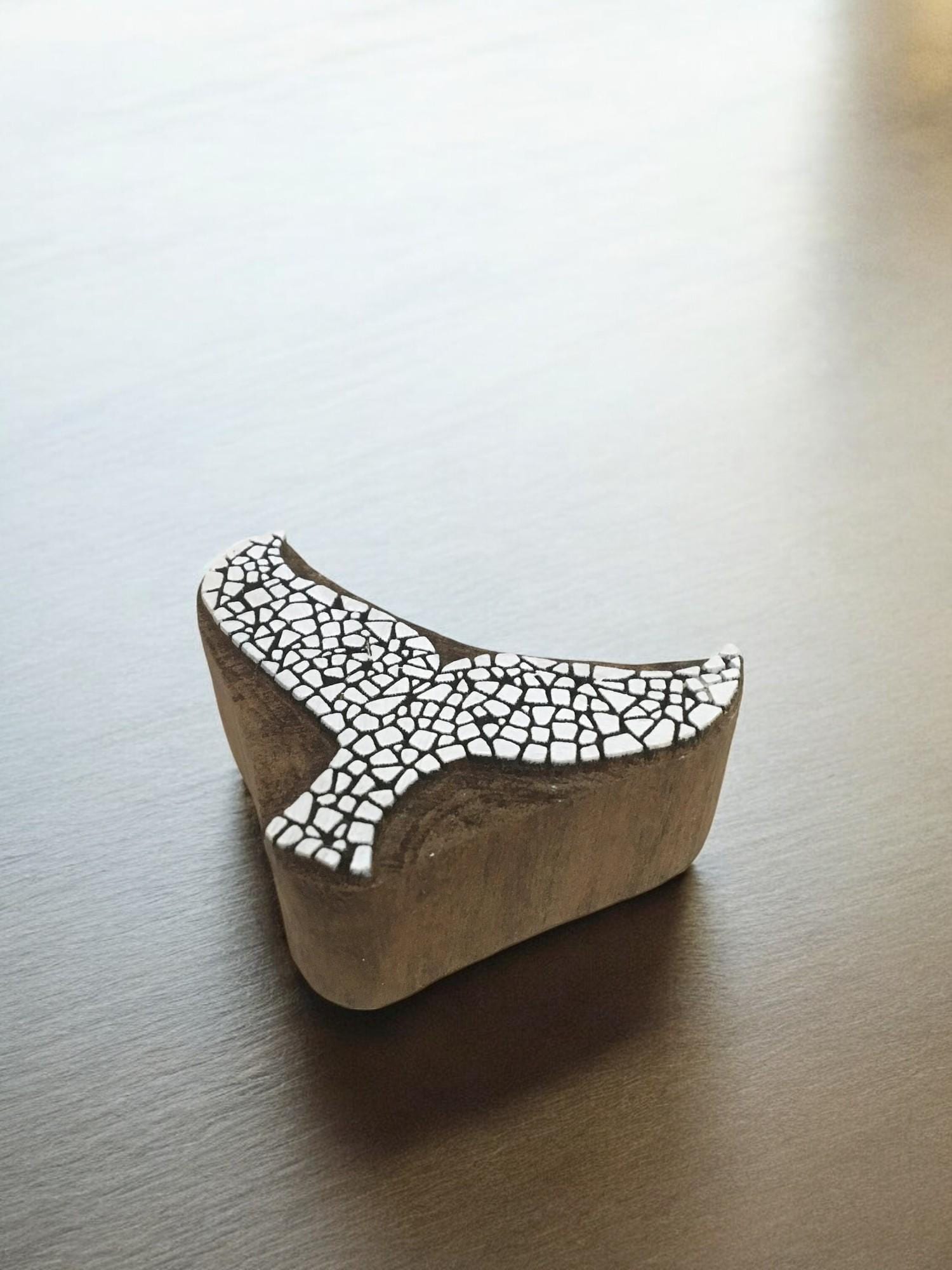 Fair Trade whale tail Carved Indian Wooden Printing Block Stamp tjaps, pottery stamps