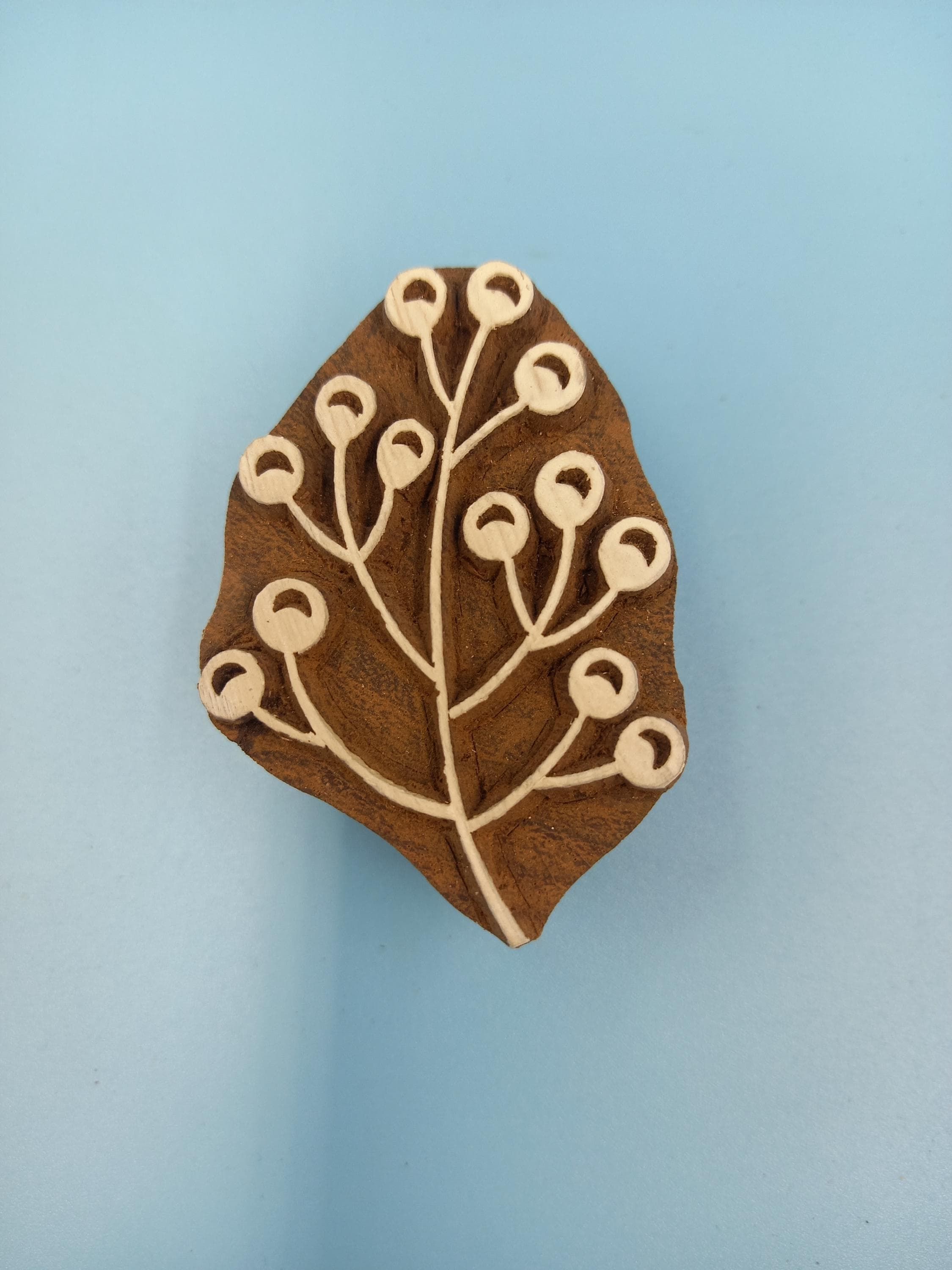 Garden Berries Wooden Printing Block Pottery Stamp, Batik Tjaps, Blaudruck stempel