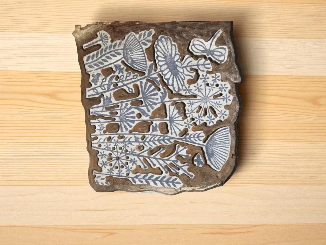 Indian Wood Printing Block: Meadow Floral Design