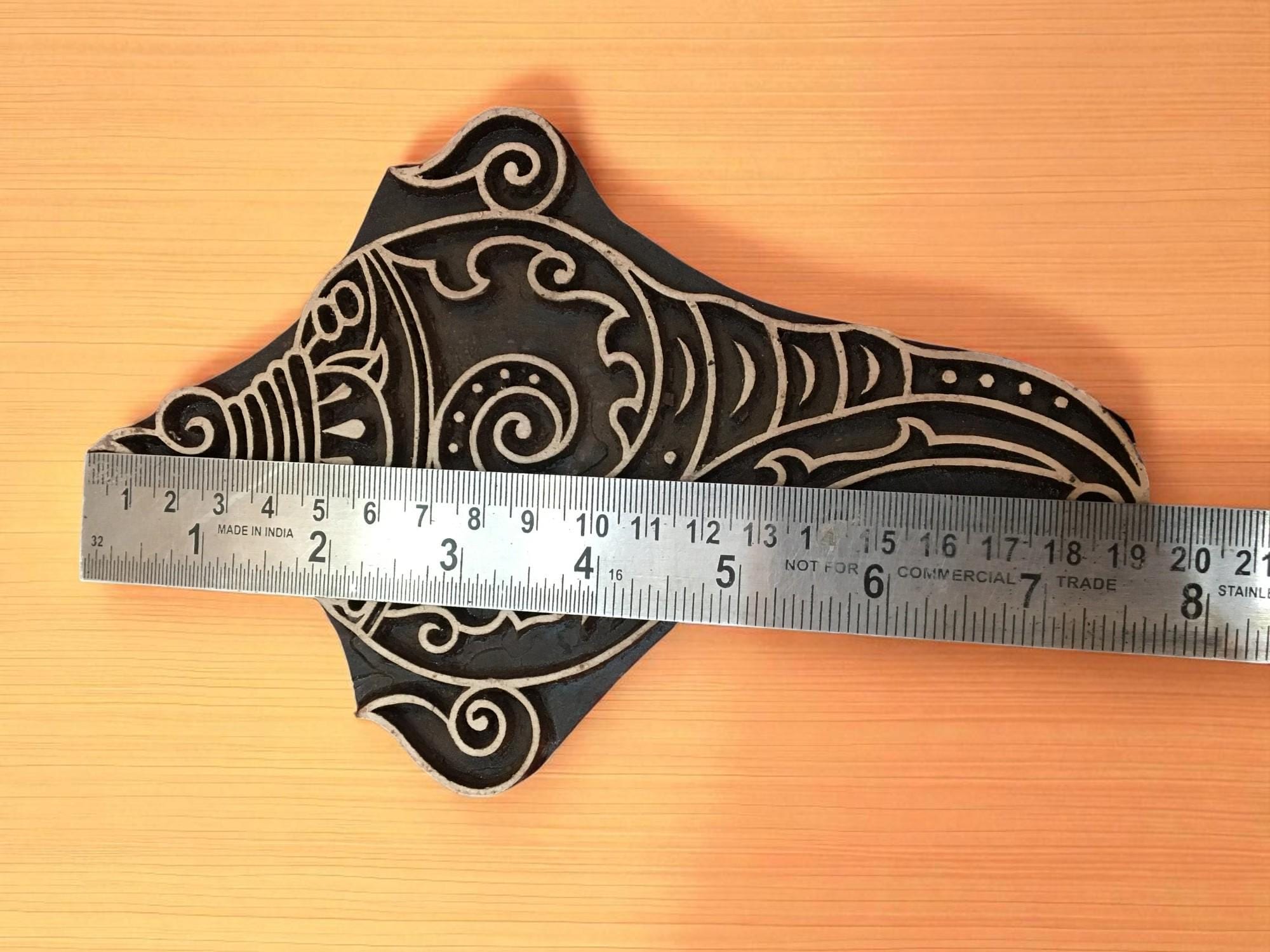 Teak Wood Conch Stamp - Indian Textile, Pottery Printing Block