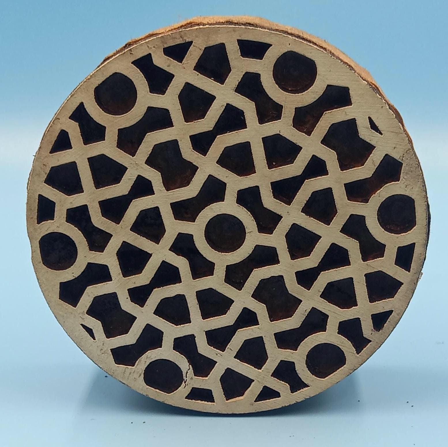 Geometric Mandala Wooden Printing Block Pottery Stamp, Batik Tjaps, Blaudruck stempel