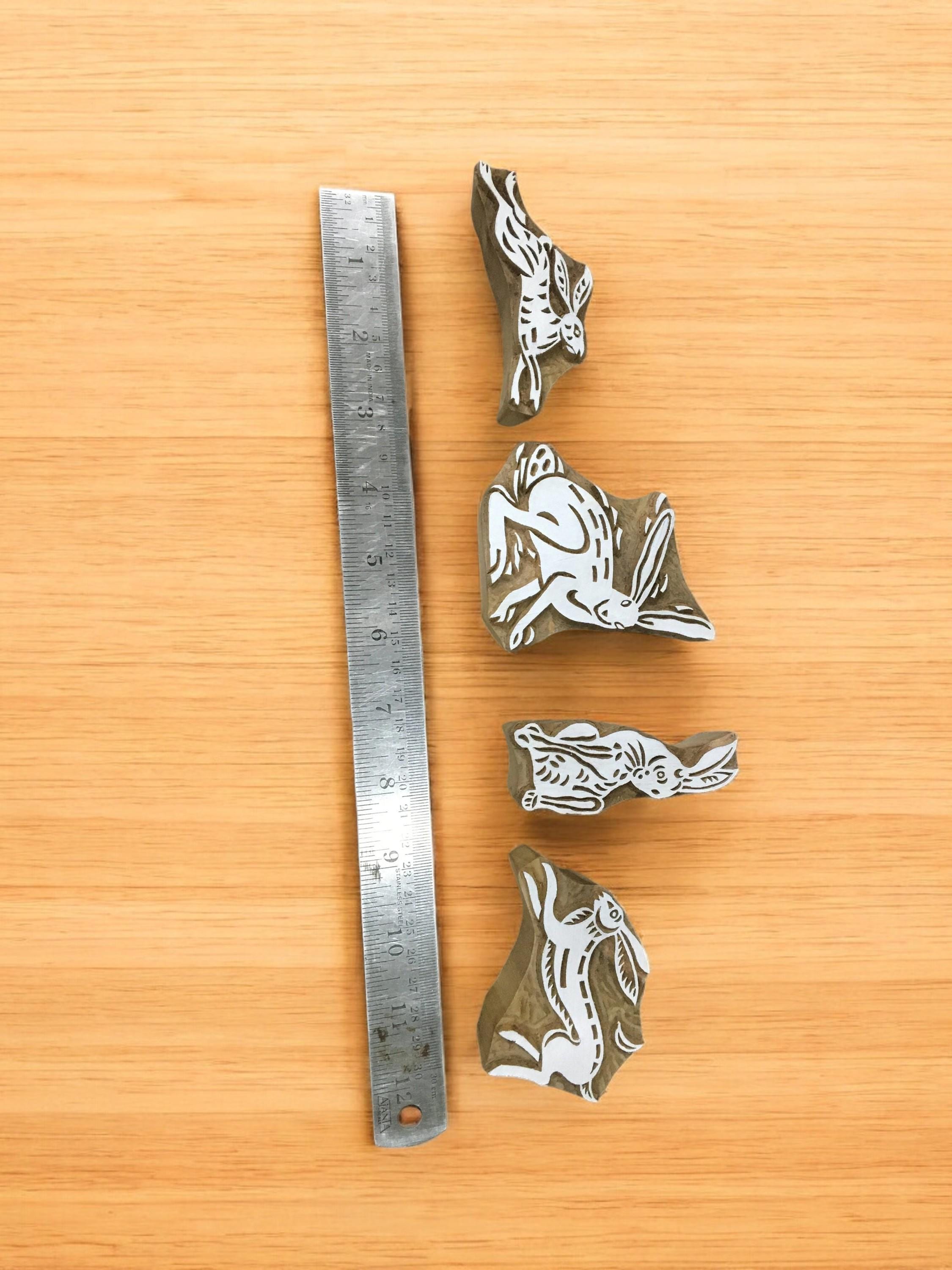 Hare Wooden Printing Blocks: Hand Carved Indian Textile Stamps