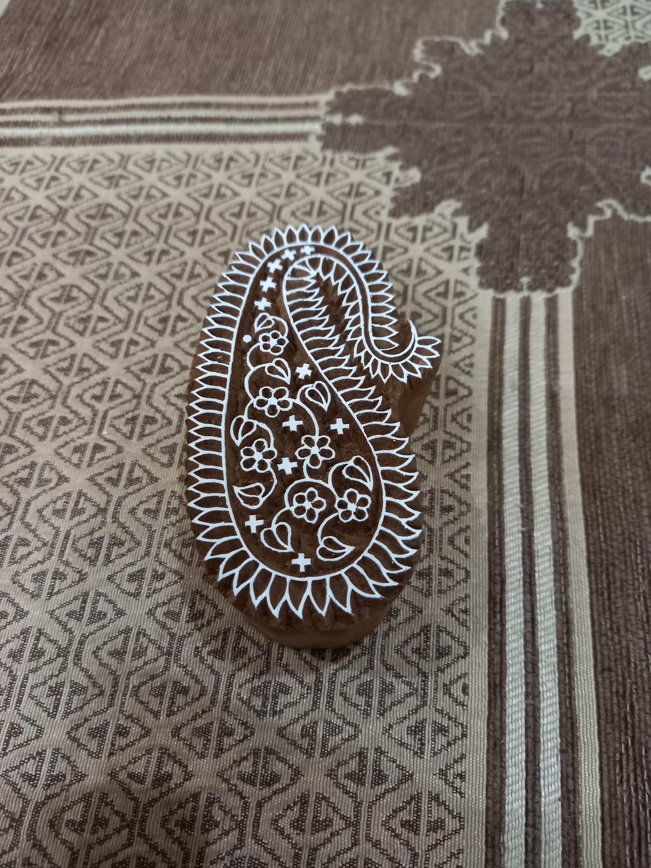 Paisley Floral Wooden Printing Block, Batik Tjaps, Blaudruck Stempel