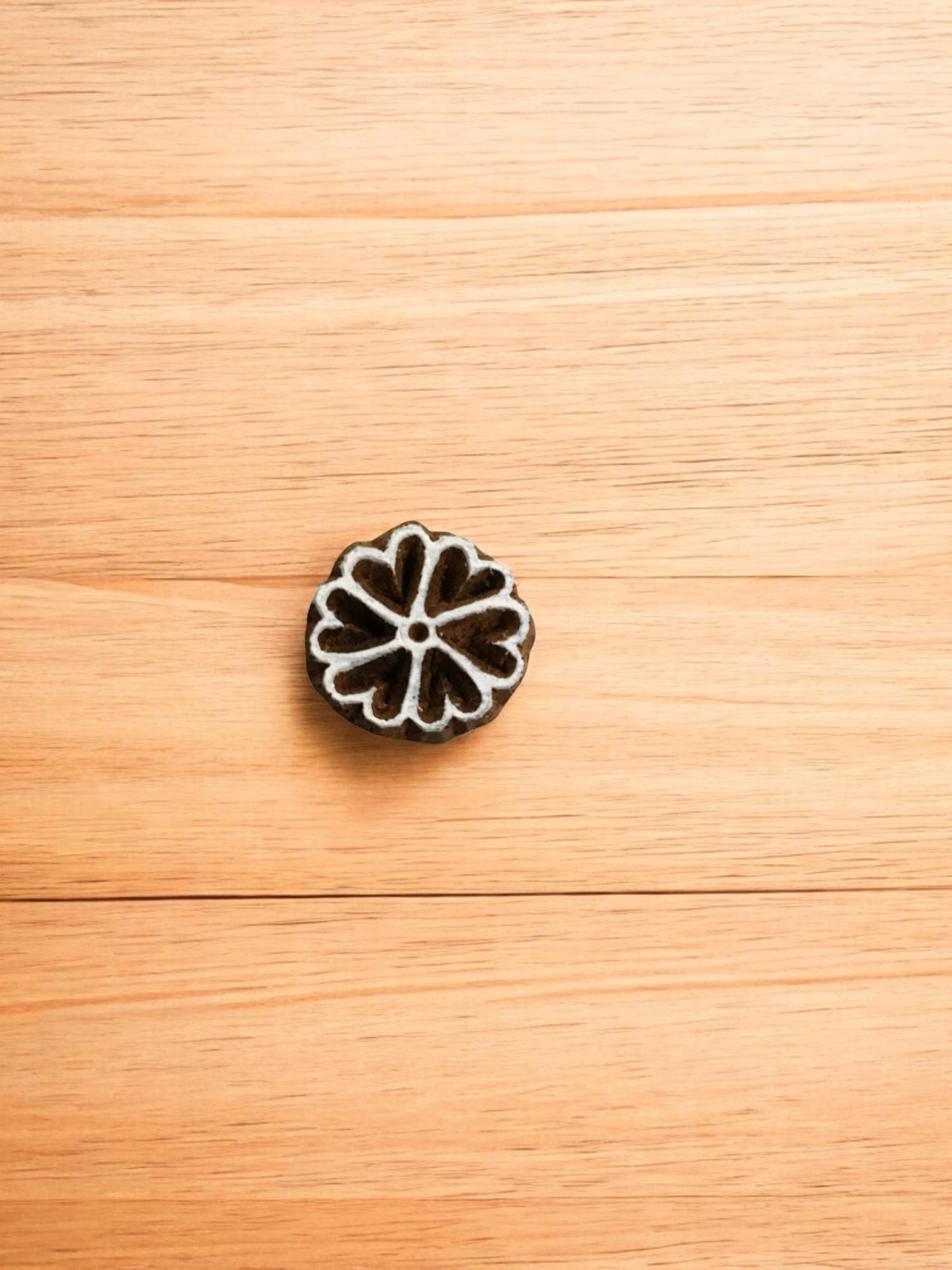Tiny Flower Indian Wooden Printing Block, Textile Stamp (2.5 cm)