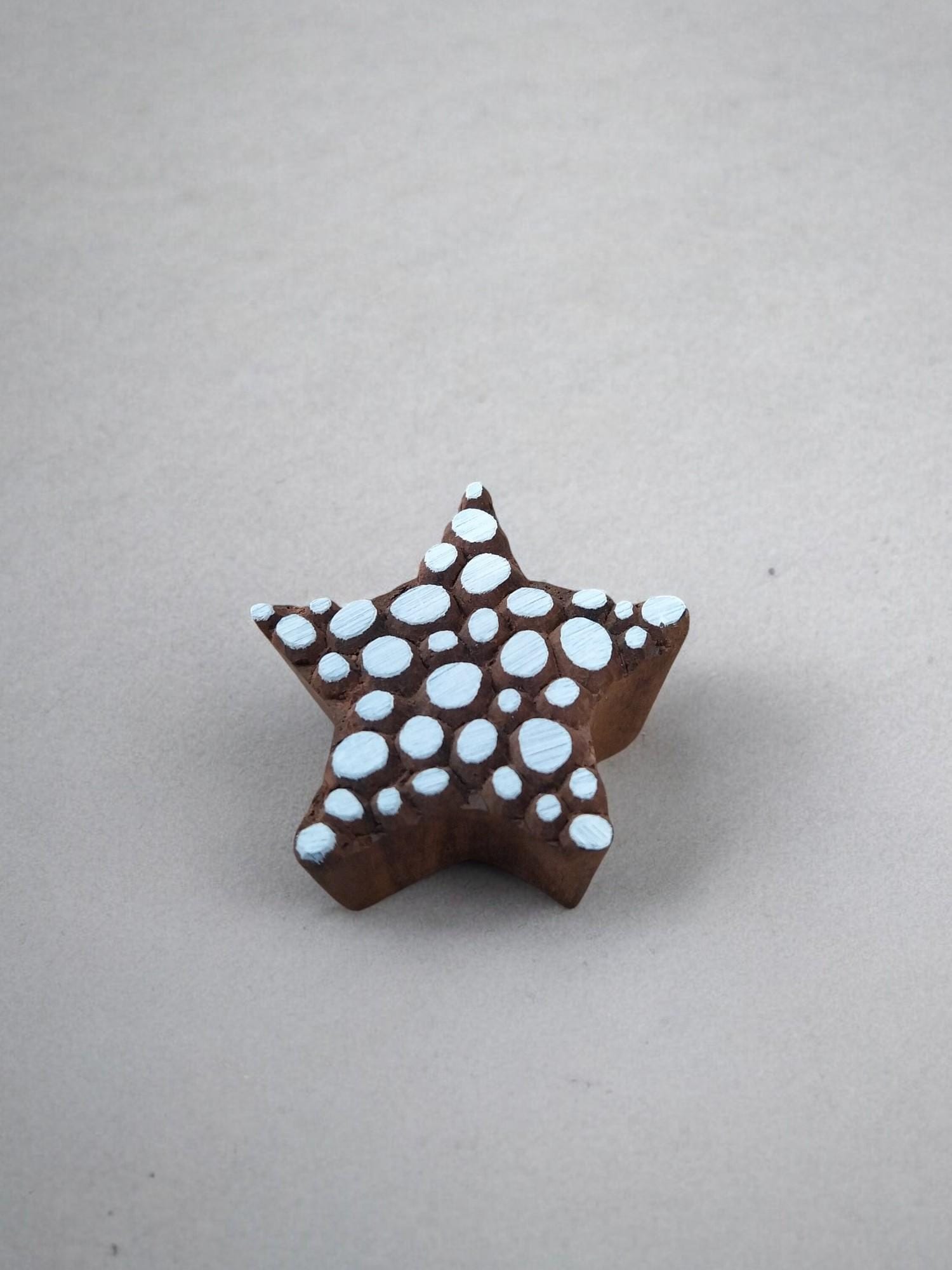 Pebble Star Wood Block Print Stamp, Indian Textile