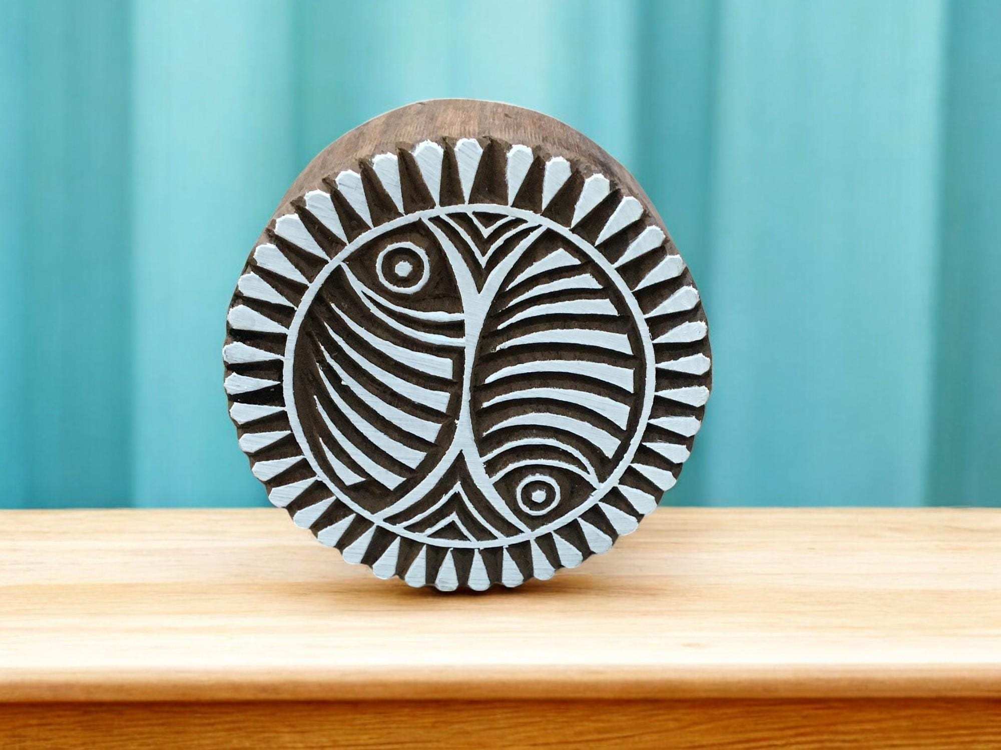 Mandala Wood Block Stamp, Hand Carved Indian Printing Tool (8cm)
