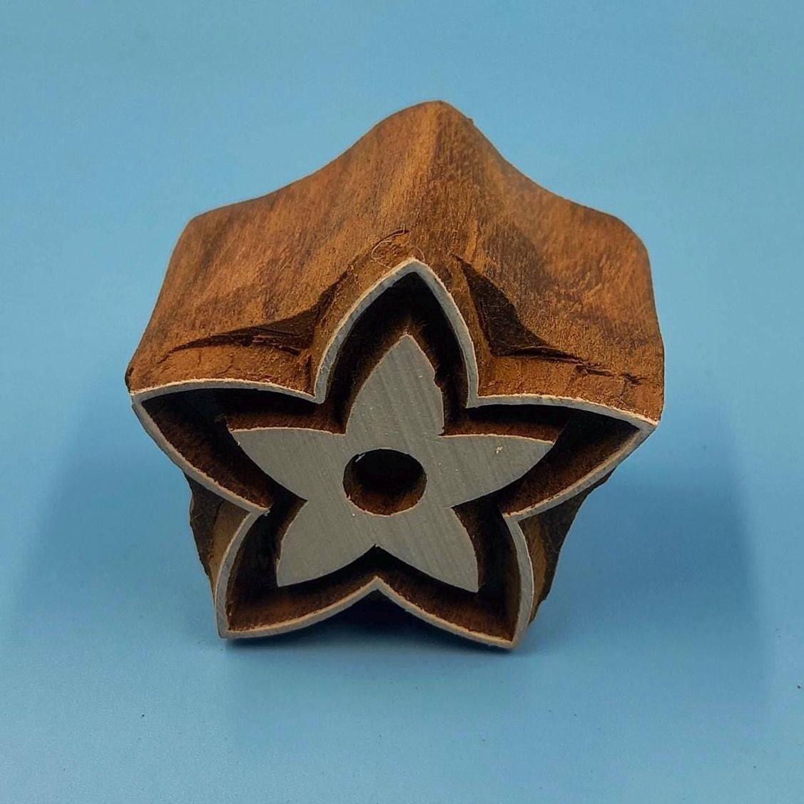 Star FlowerWooden Printing Block Pottery Stamp, Batik Tjaps, Blaudruck stempel