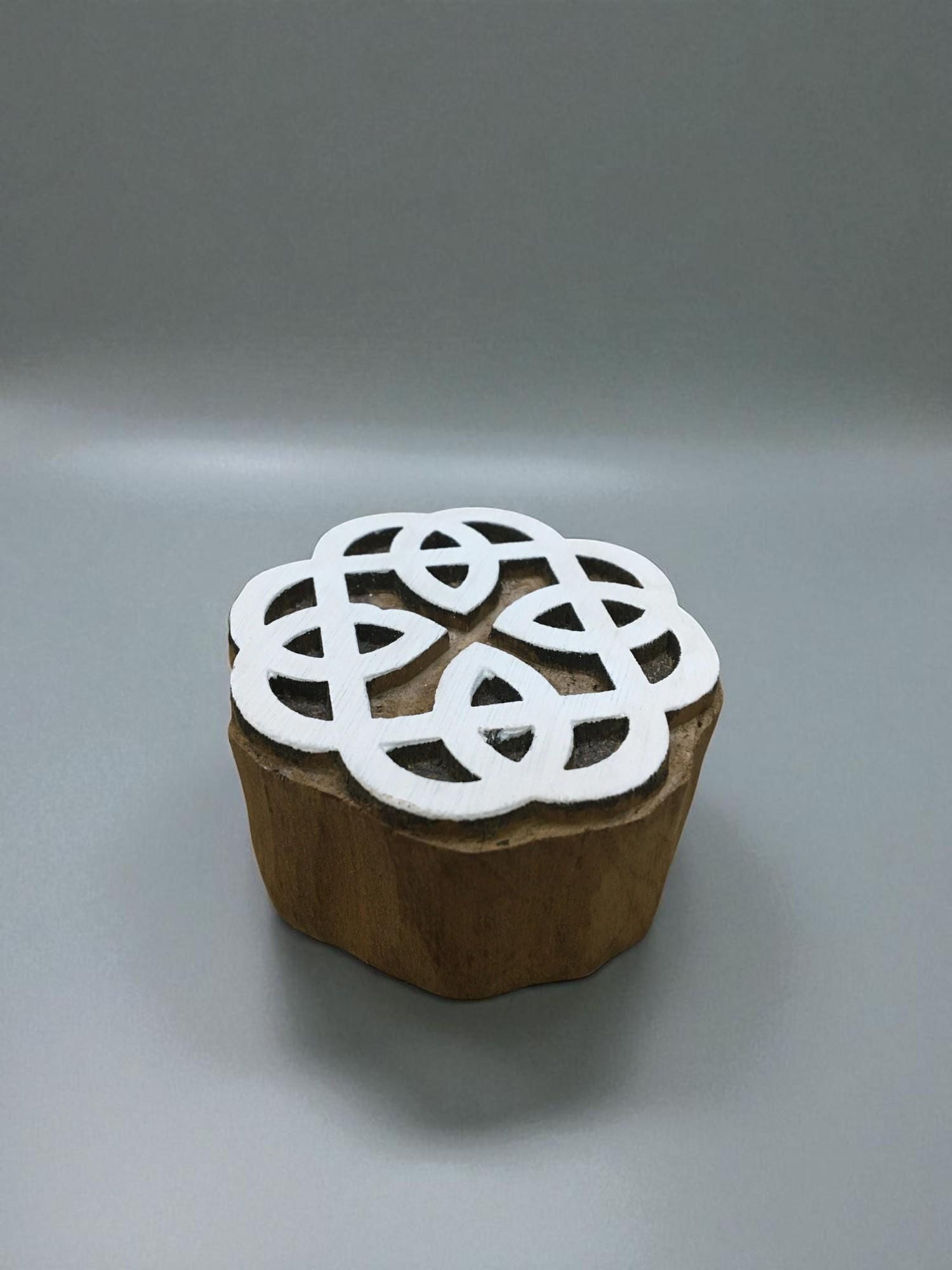 Celtic knot  hand carved Indian wood printing block; textile stamp; pottery stamp,