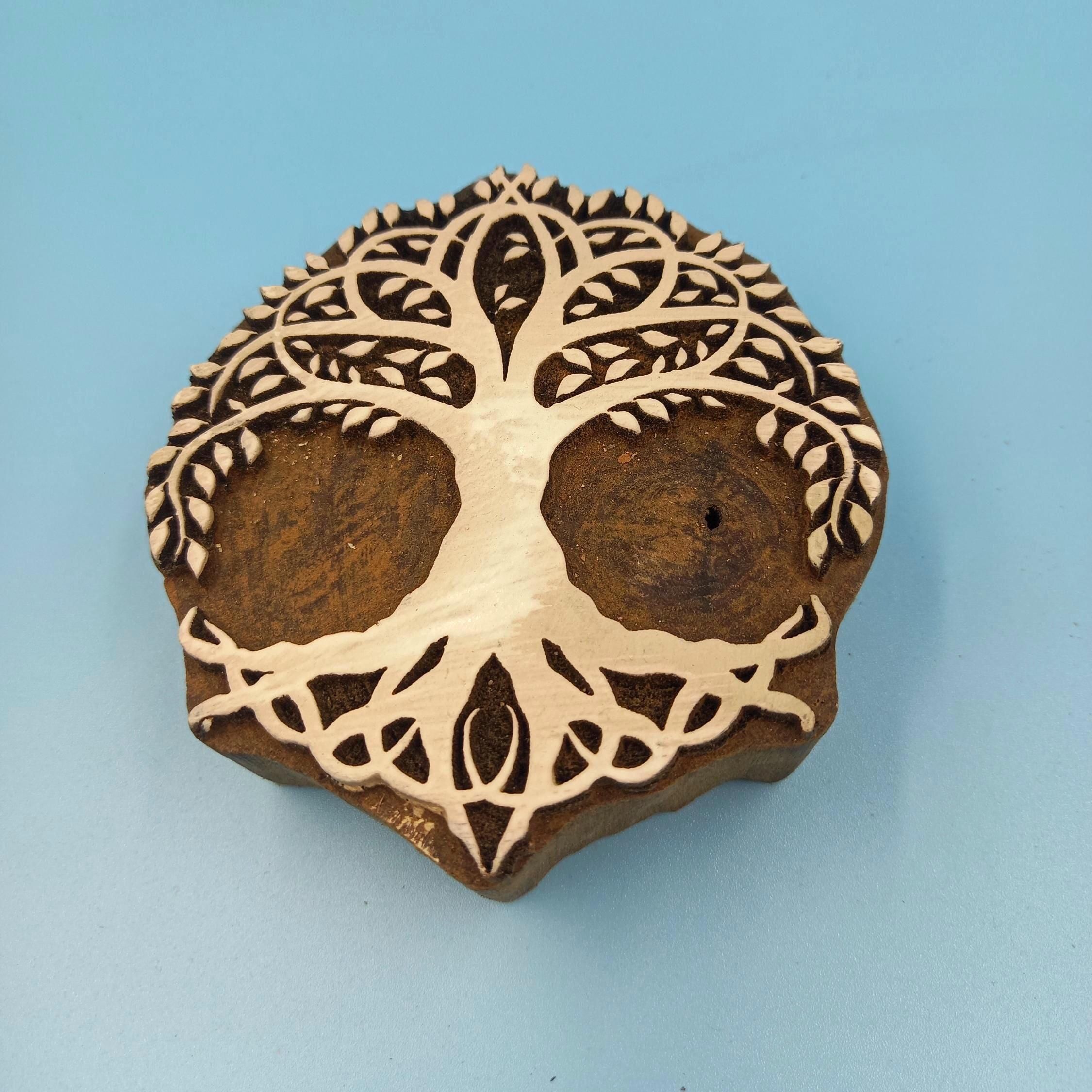 Celtic Tree Wooden Printing Block Pottery Stamp, Batik Tjaps, Blaudruck stempel
