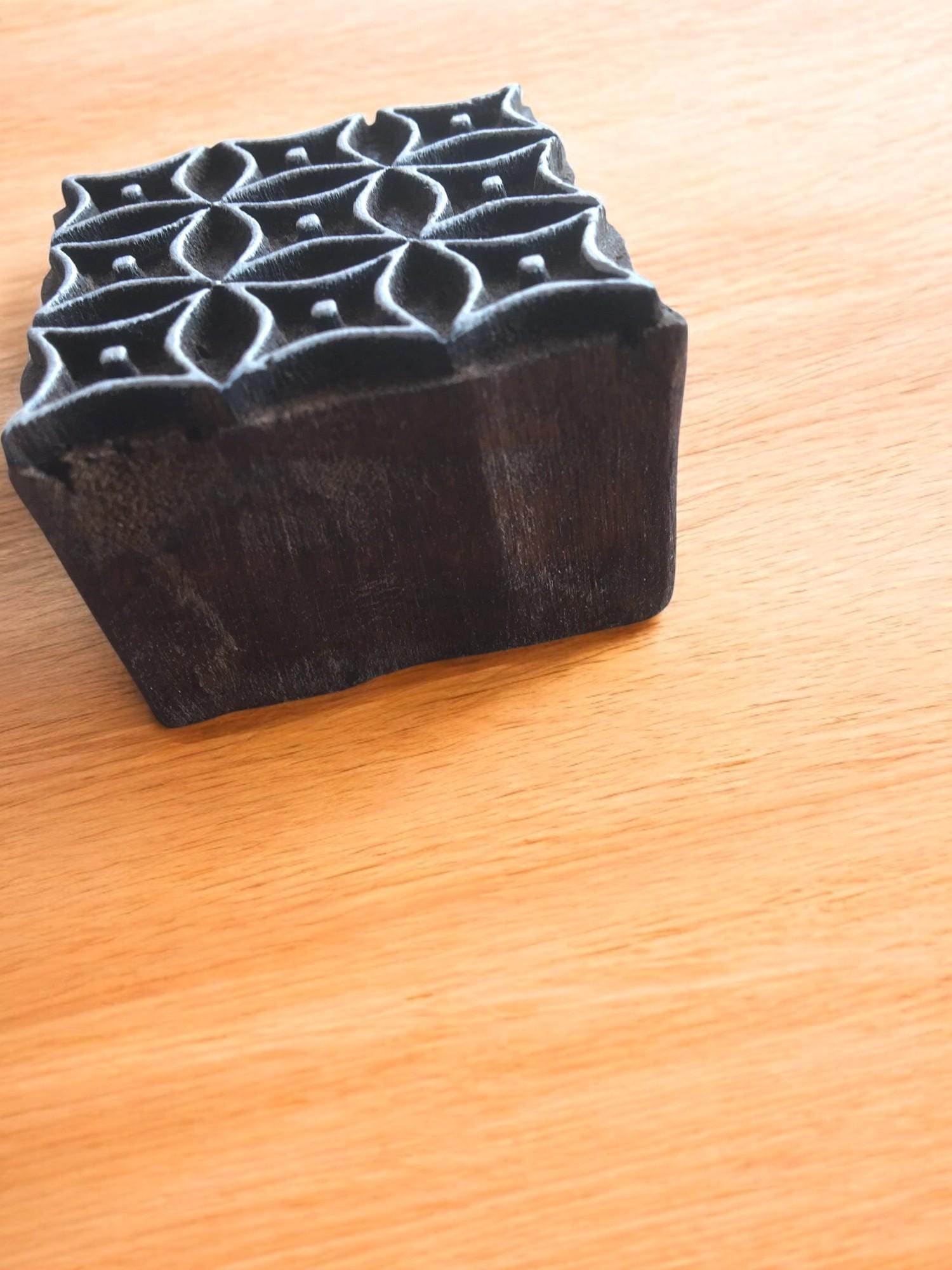 Hand Carved Indian Wood Block Stamp, Repeat Pattern