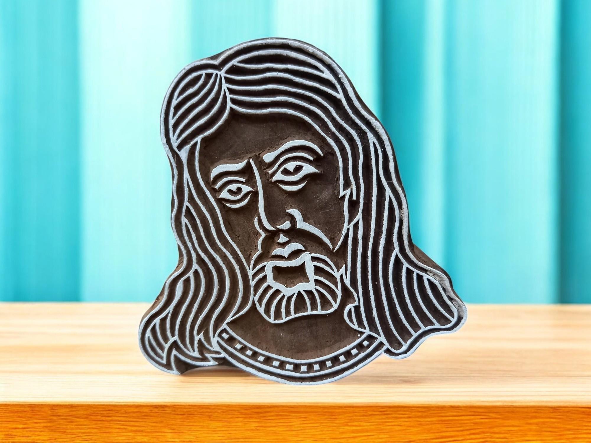 A Jesus Face Stamp ,pottery stamp ceramic mould scrapbooking tjap batik printing floral carved stamps.