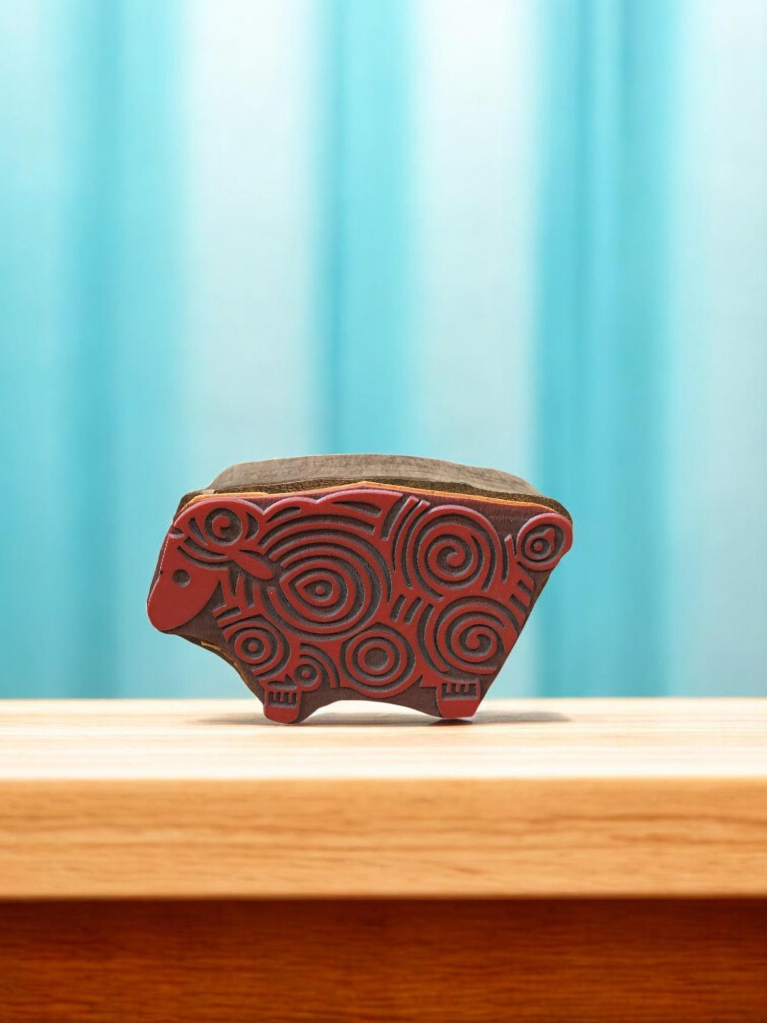 Curly Sheep Rubber Stamp – Indian Wood Block Print