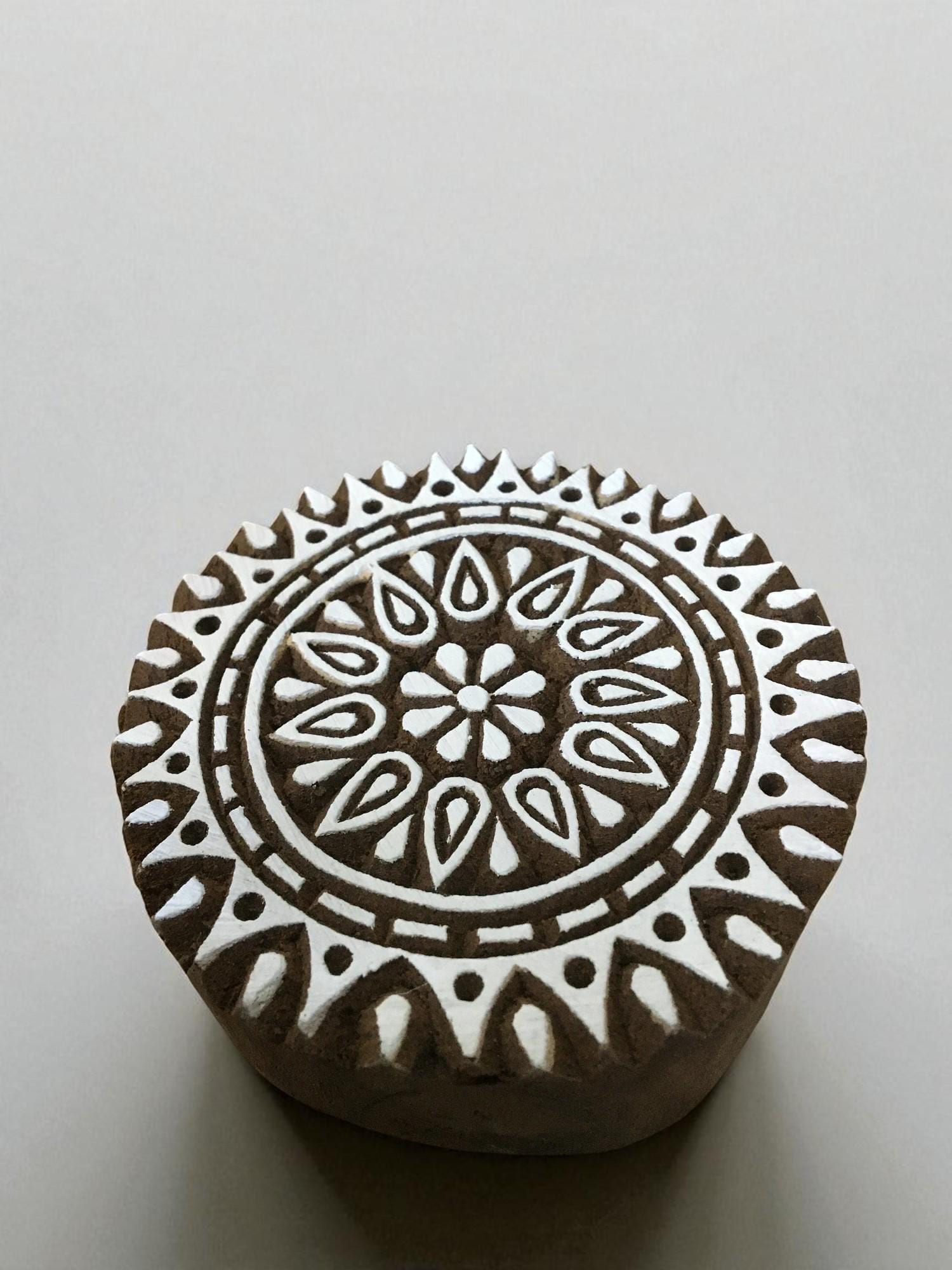 Mandala 101  hand carved Indian wood printing block; textile stamp; pottery stamp,