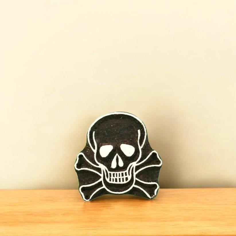 Indian Wooden Printing Block - Skull & Crossbones