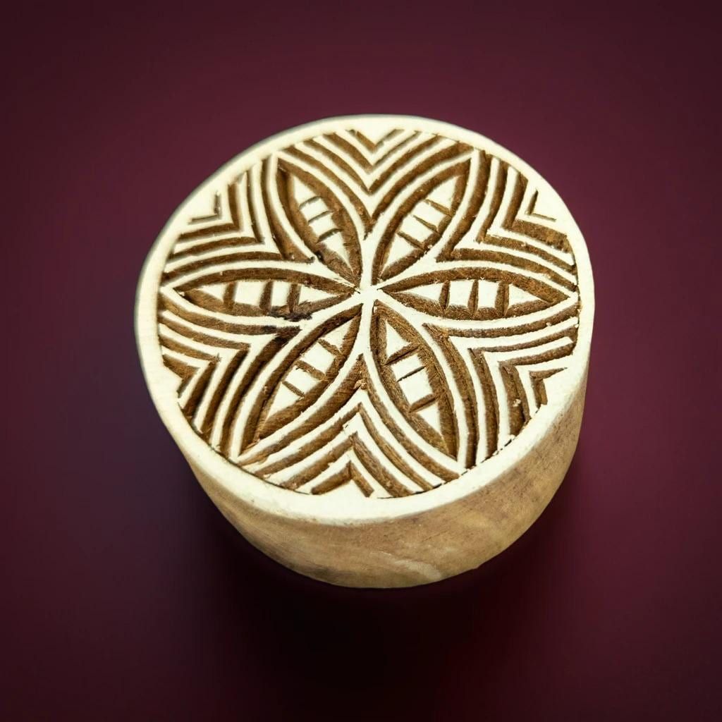 African Circle Wooden Printing Block | Fabric Printing and Batik Tools