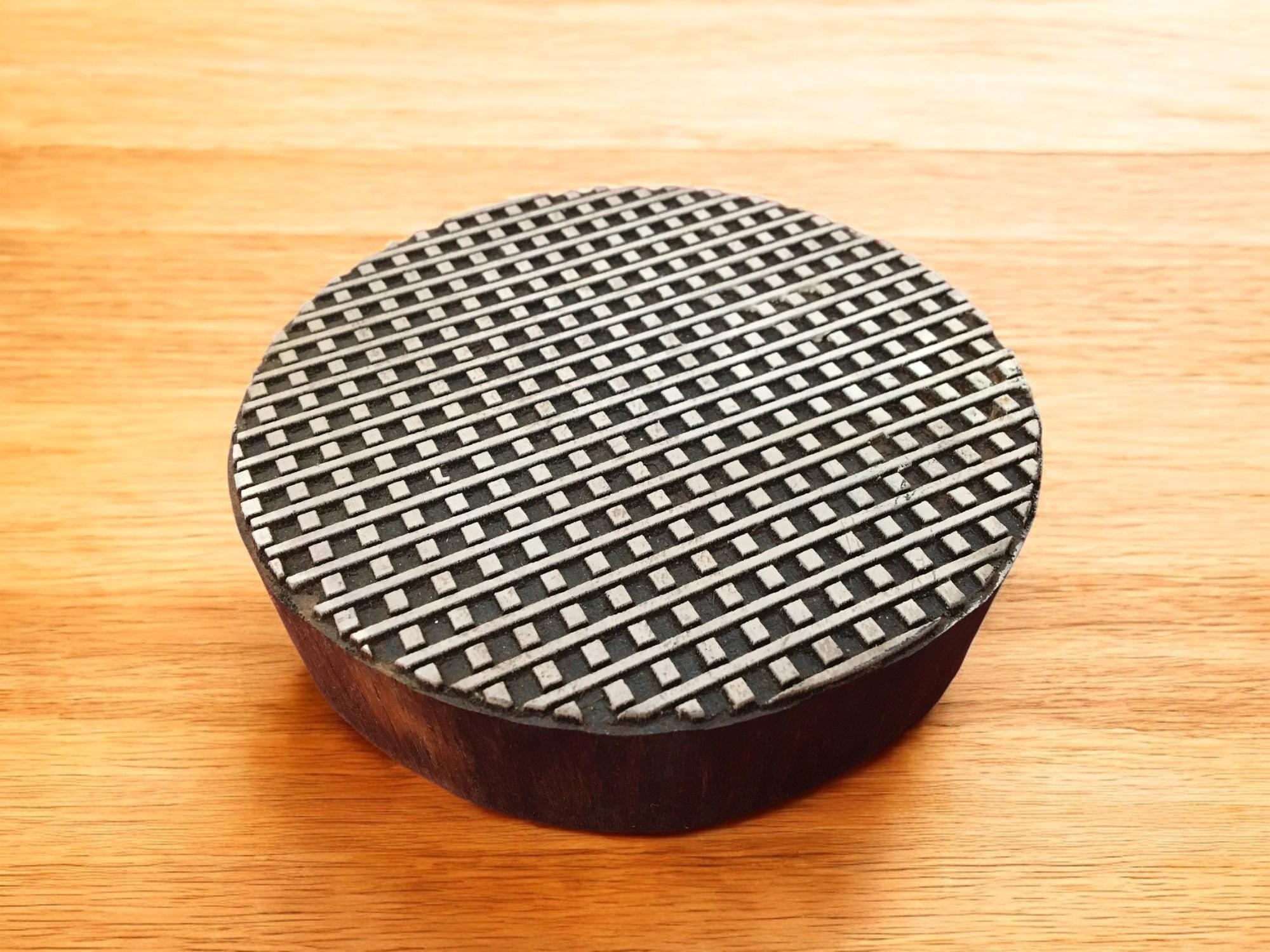 Stripes & Square Dots Mandala Wood Stamp; Pottery Stamp; Wood Printing Block; Indian Stamp; Soap Stamp; Textile Print Block..