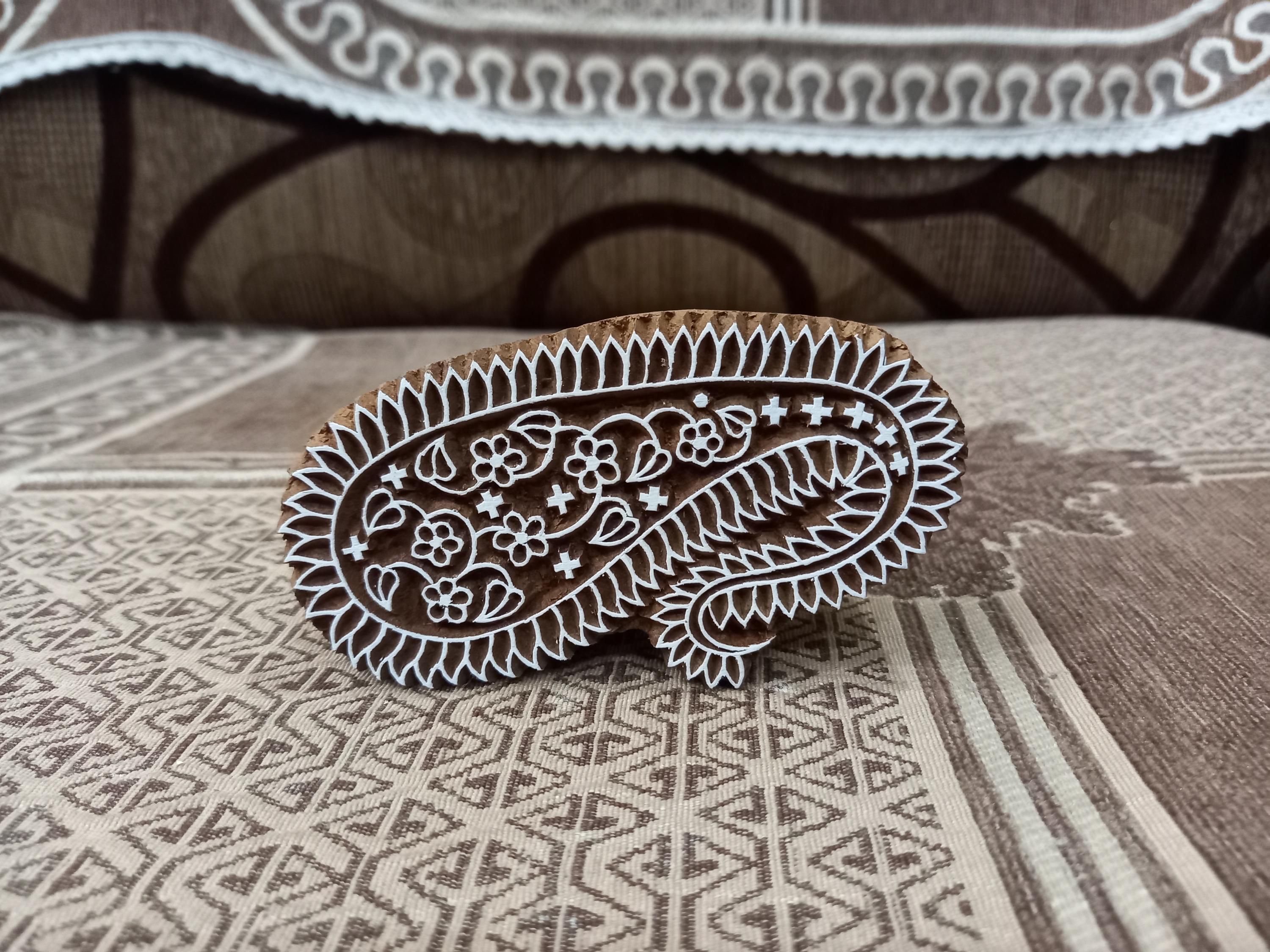 Paisley Floral Wooden Printing Block, Batik Tjaps, Blaudruck Stempel