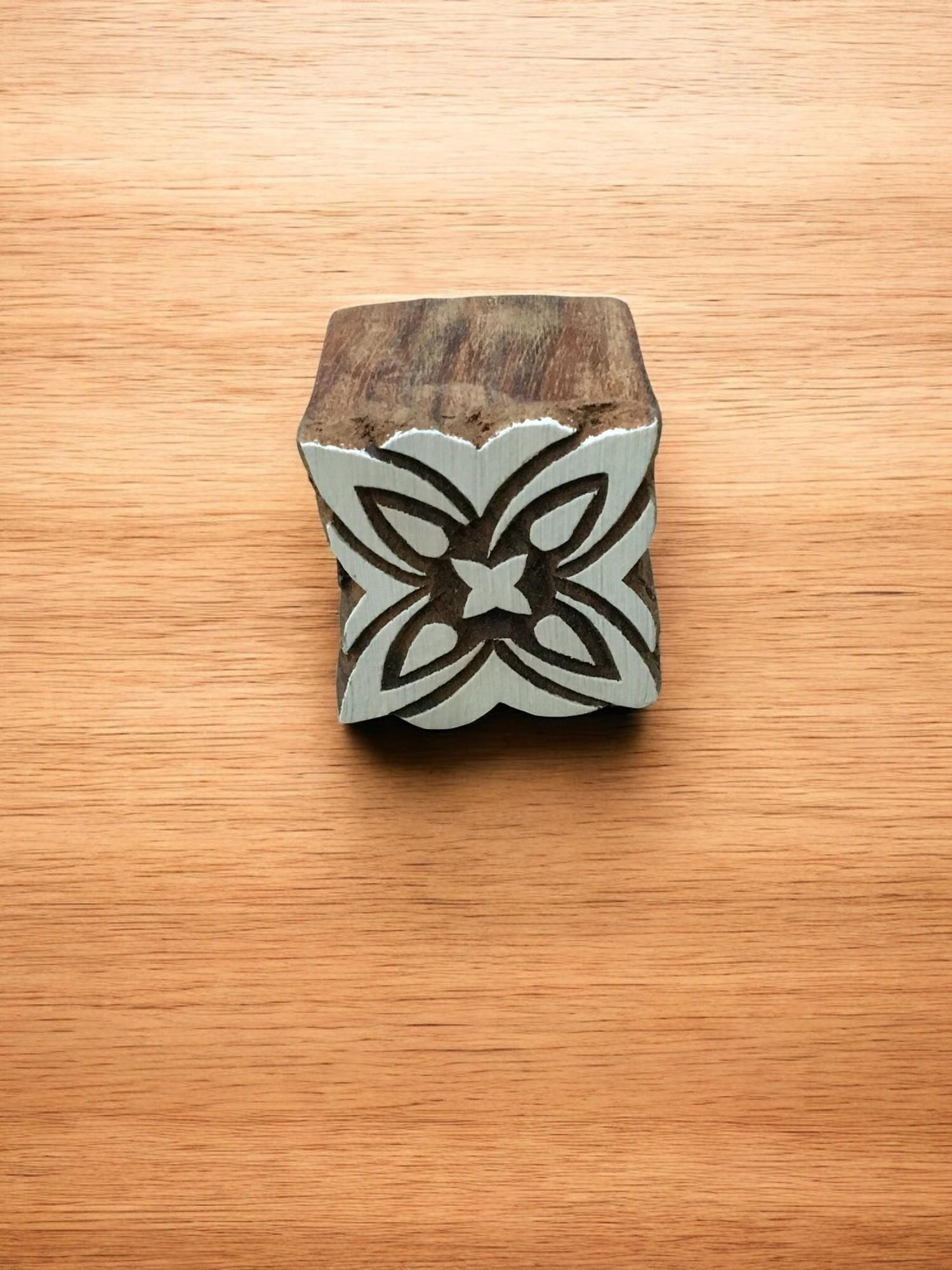 Square Pattern, hand carved Indian wood printing block; textile stamp; pottery stamp,