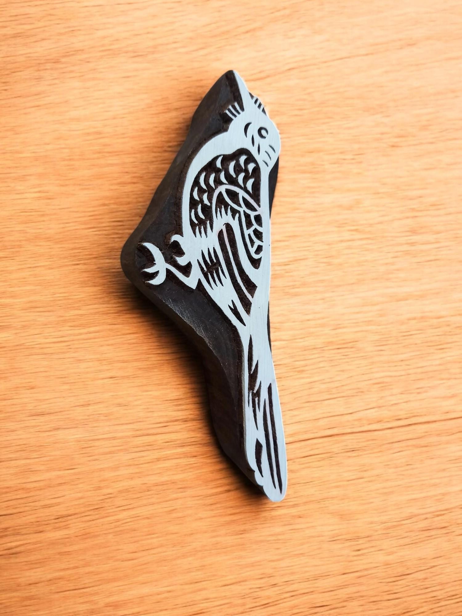 Magpie Bird ,pottery stamp ceramic mold scrapbooking tjap batik printing floral carved stamps.