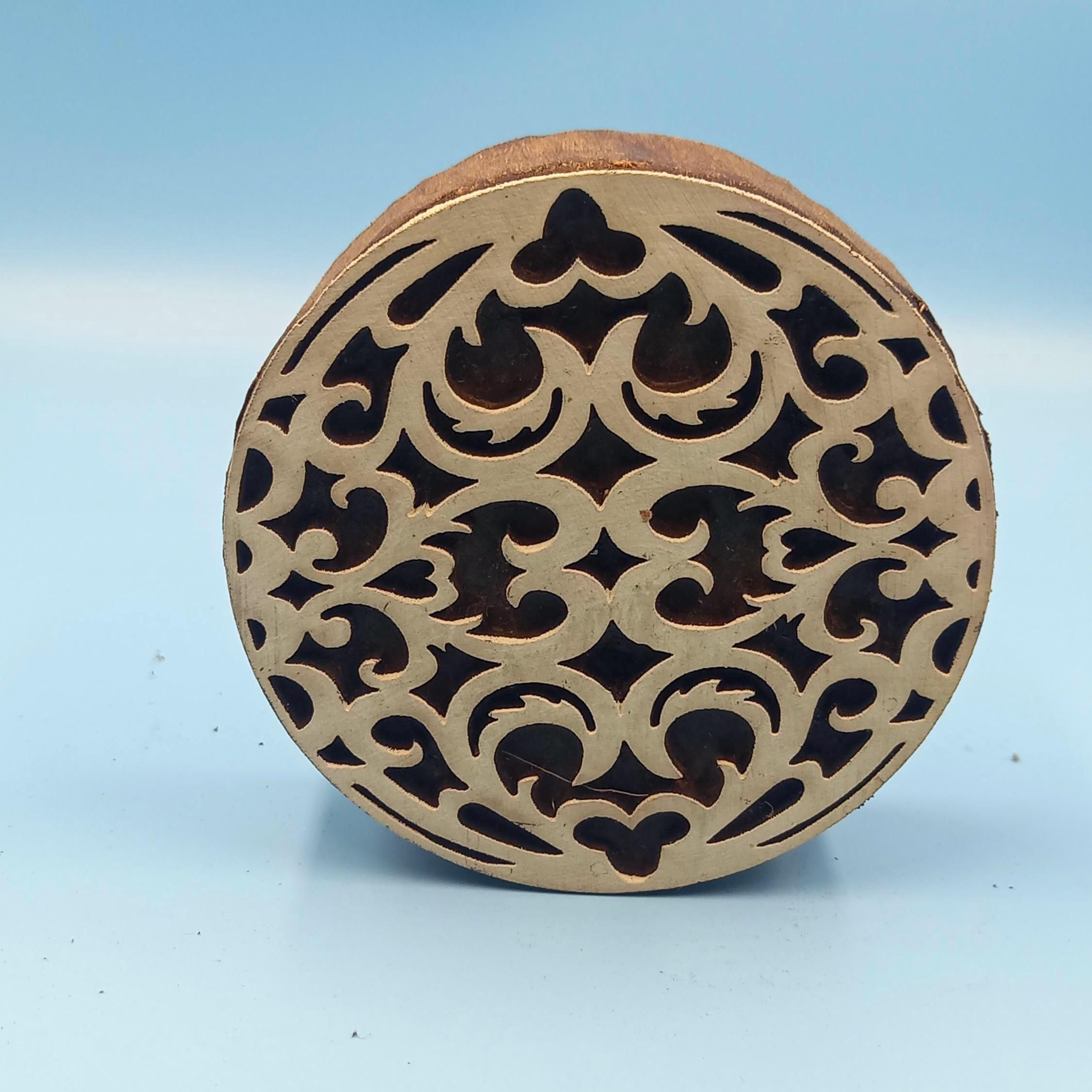 Oriental Mandala Wooden Printing Block Pottery Stamp, Batik Tjaps, Blaudruck stempel