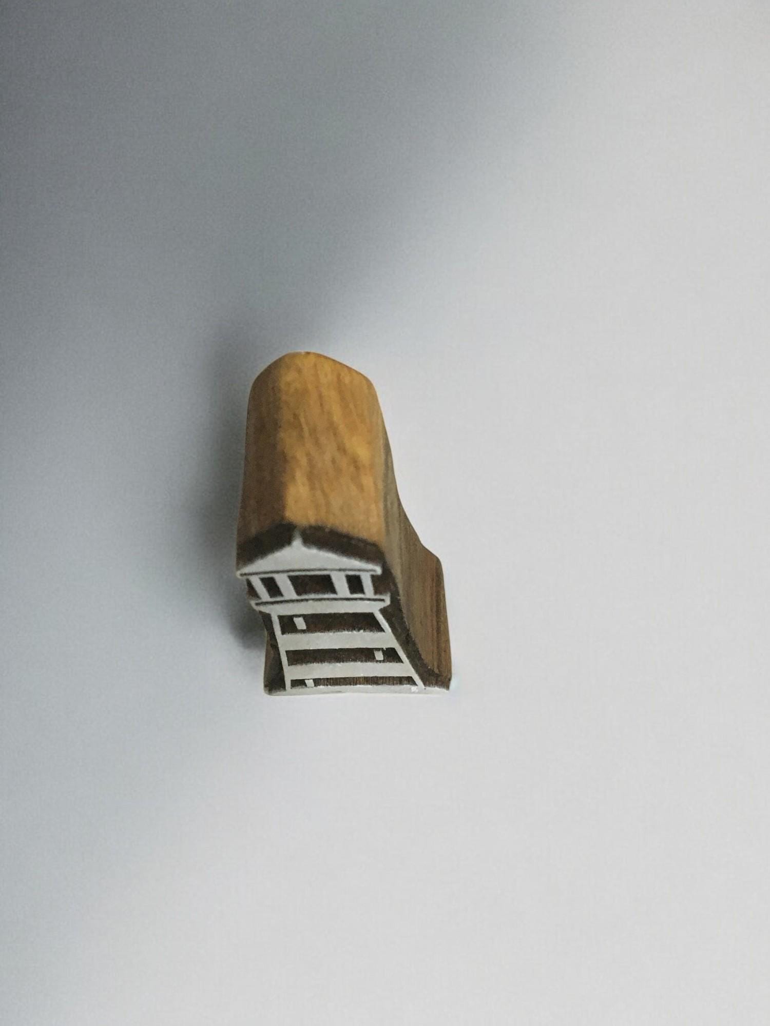 Lighthouse Carved Wood Stamp, Indian Block Print, Pottery Batik Tool